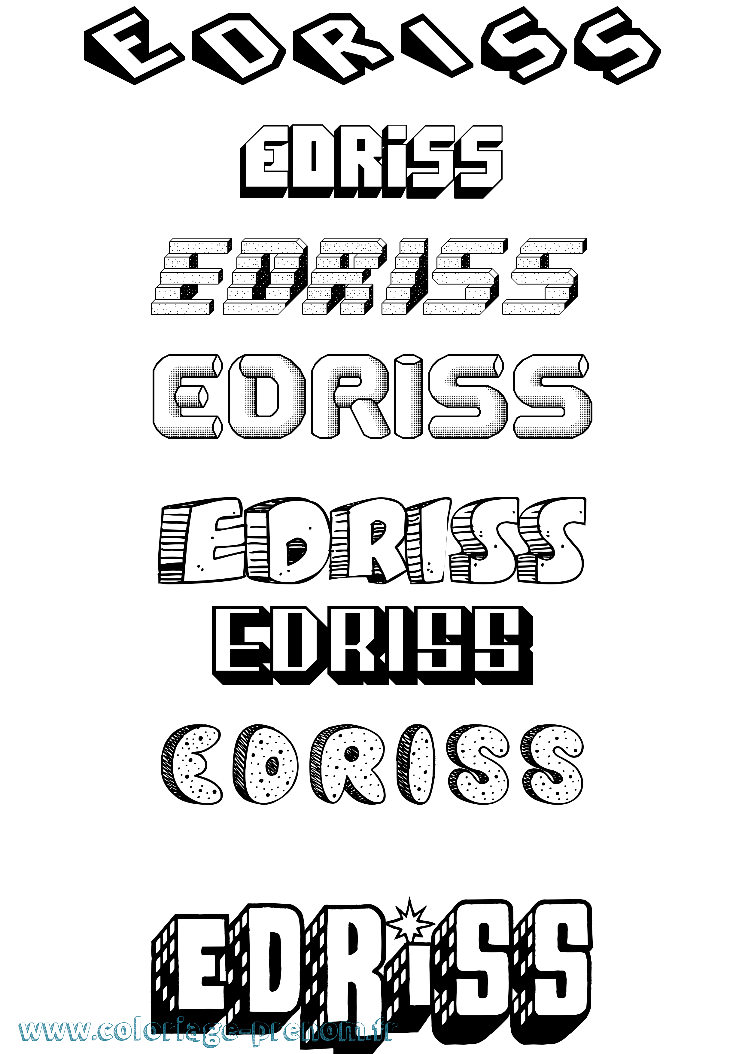 Coloriage Edriss Effet 3D Coloriage prénom Edriss Effet 3D