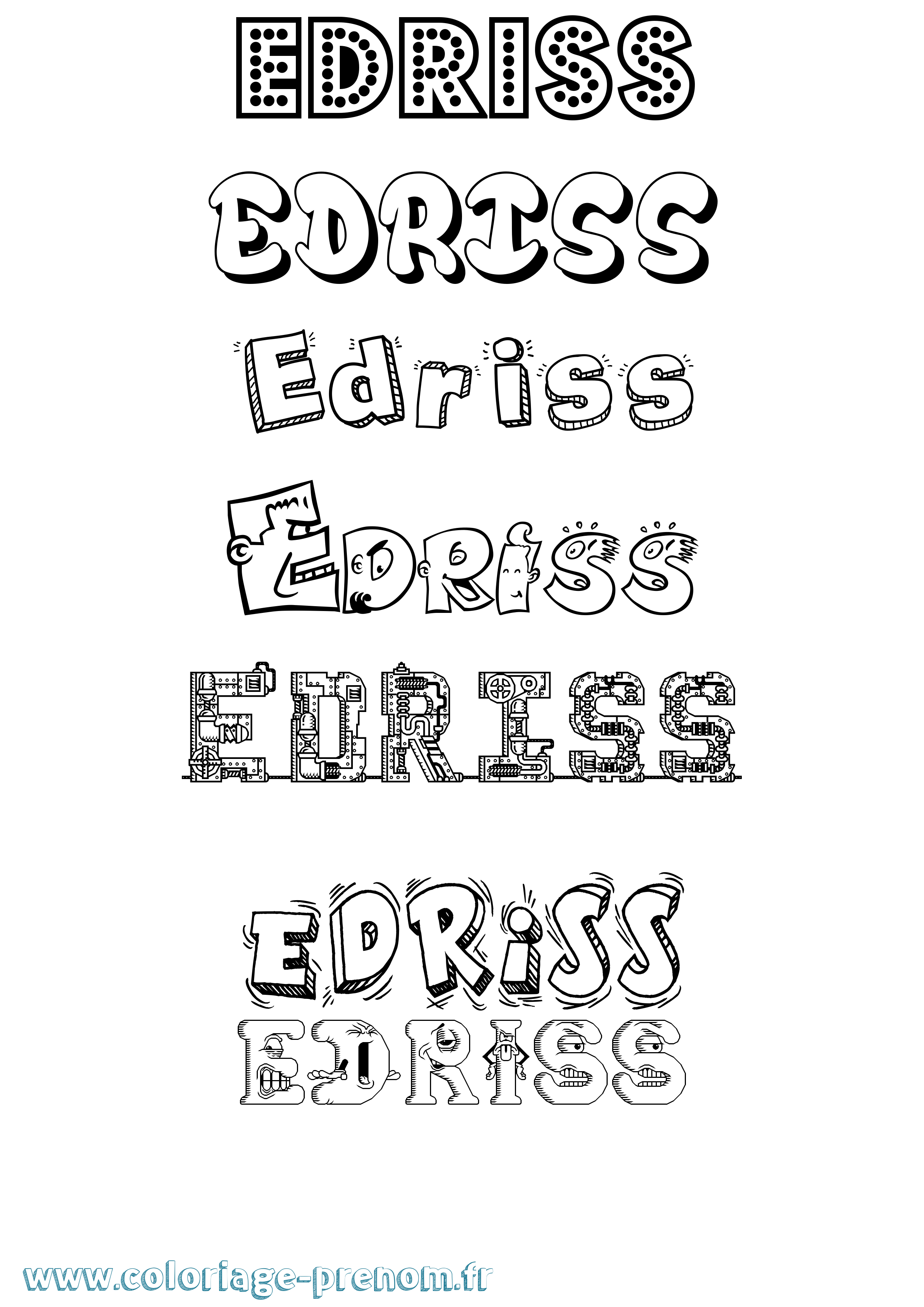 Coloriage Edriss Fun Coloriage prénom Edriss Fun