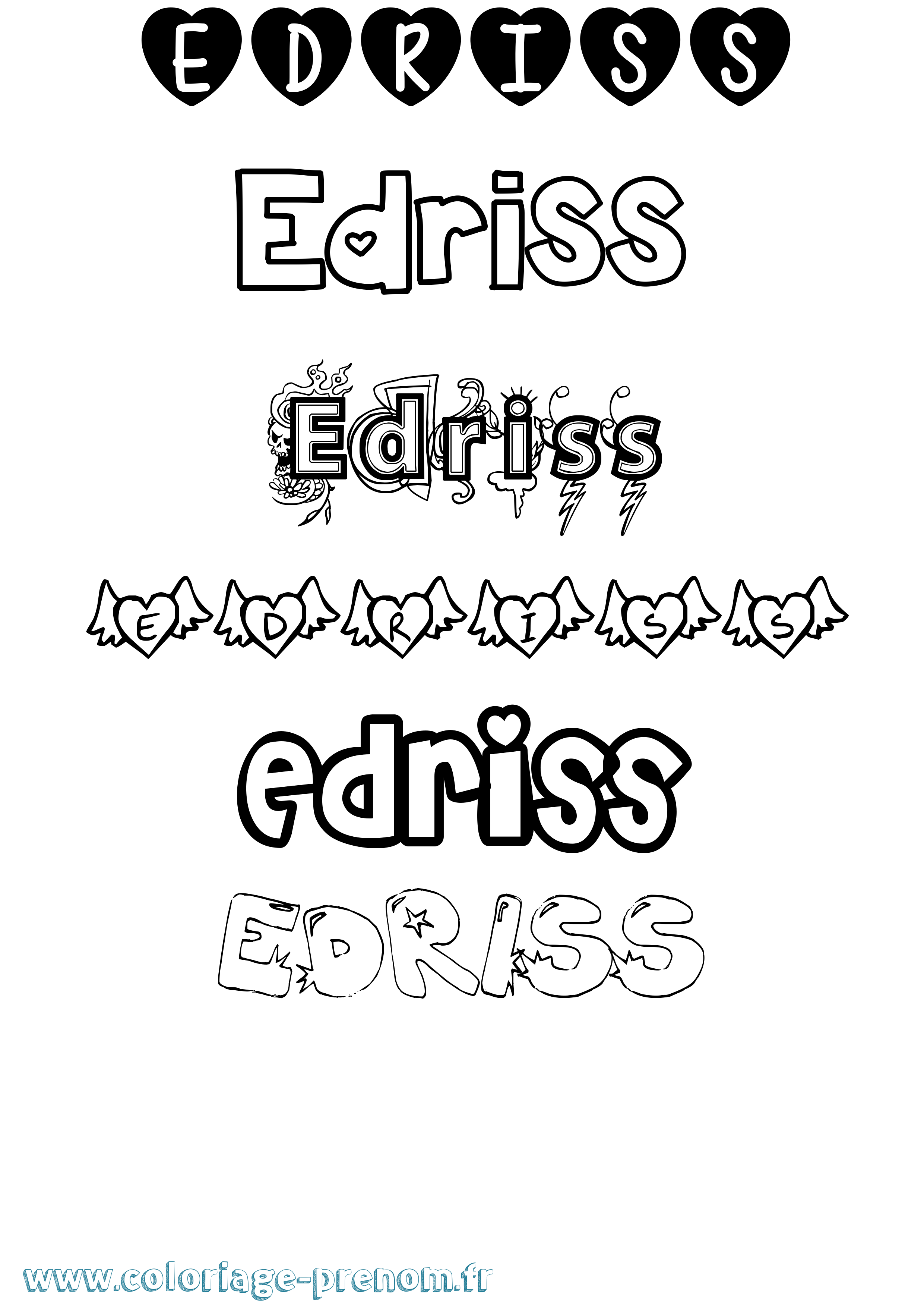 Coloriage Edriss Girly Coloriage prénom Edriss Girly