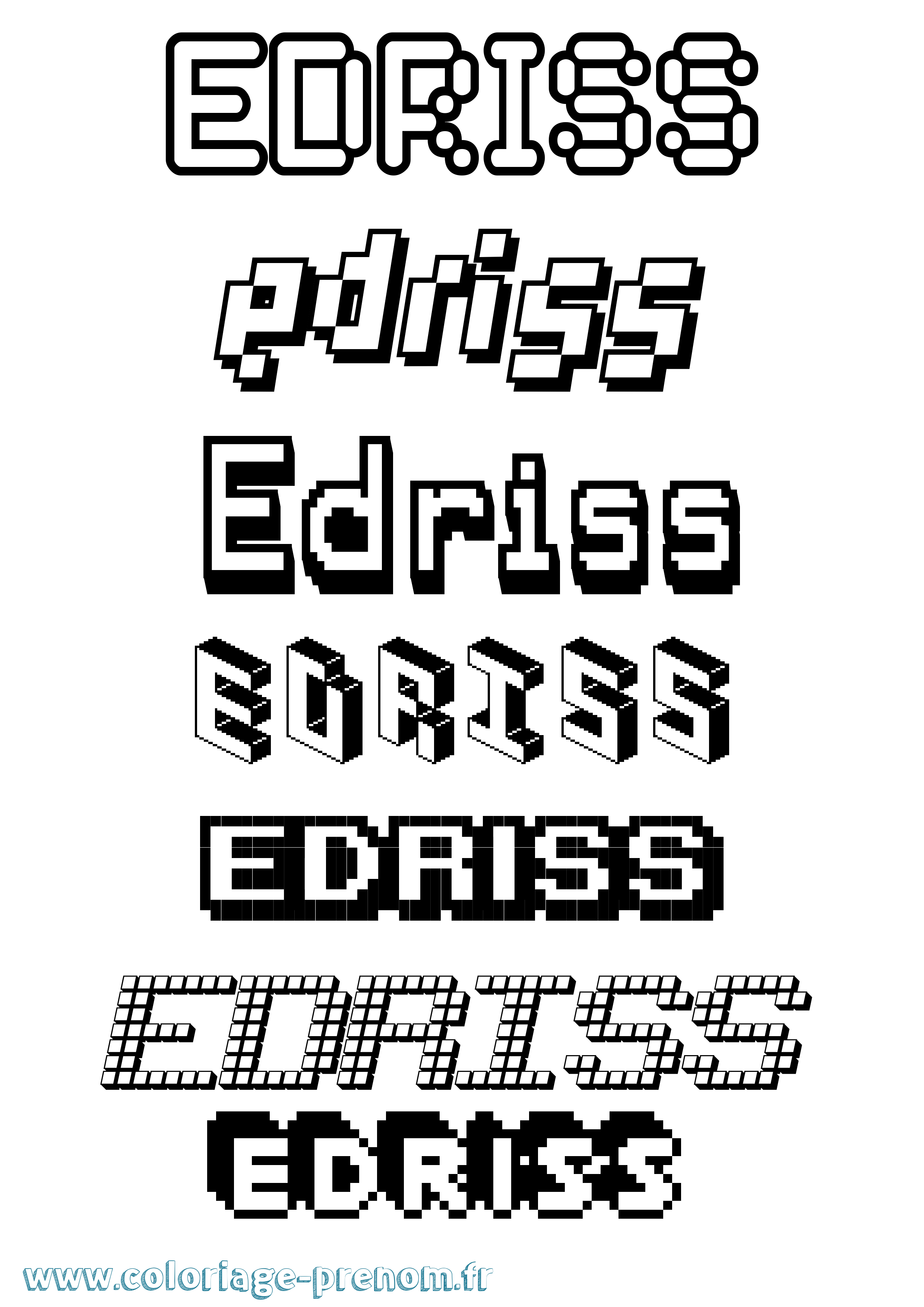 Coloriage Edriss Pixel Coloriage prénom Edriss Pixel