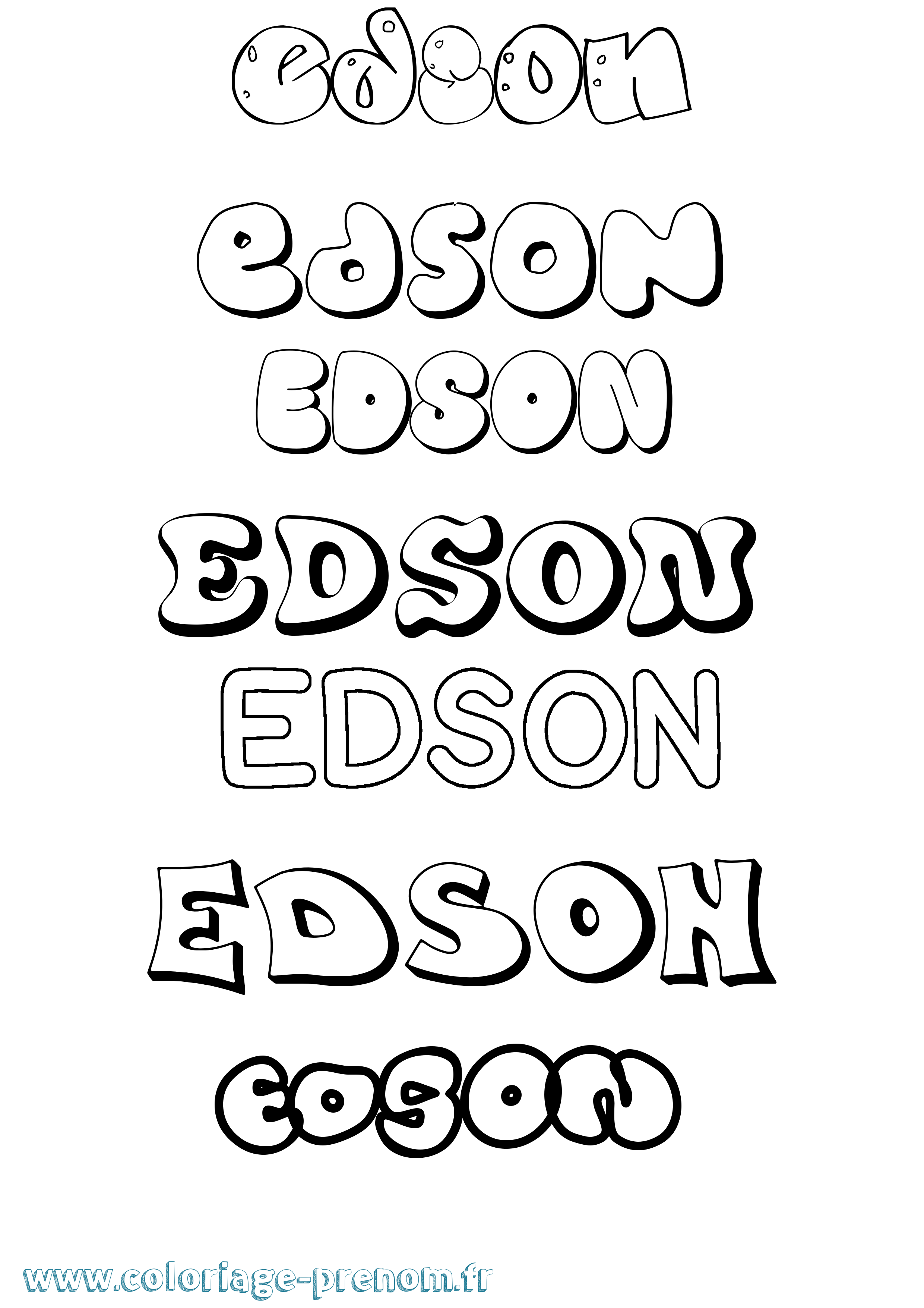 Coloriage prénom Edson Bubble