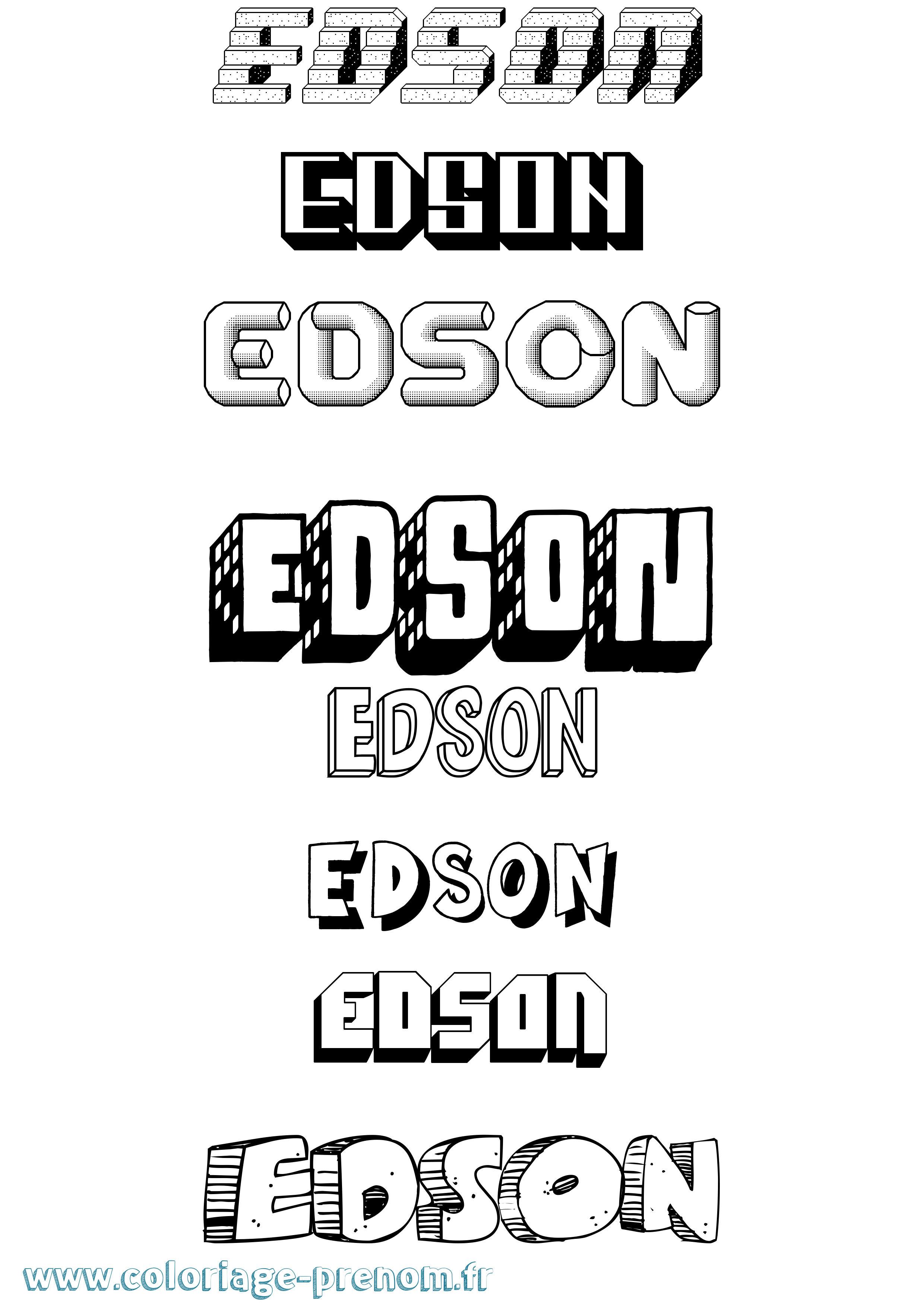 Coloriage Edson Effet 3D Coloriage prénom Edson Effet 3D