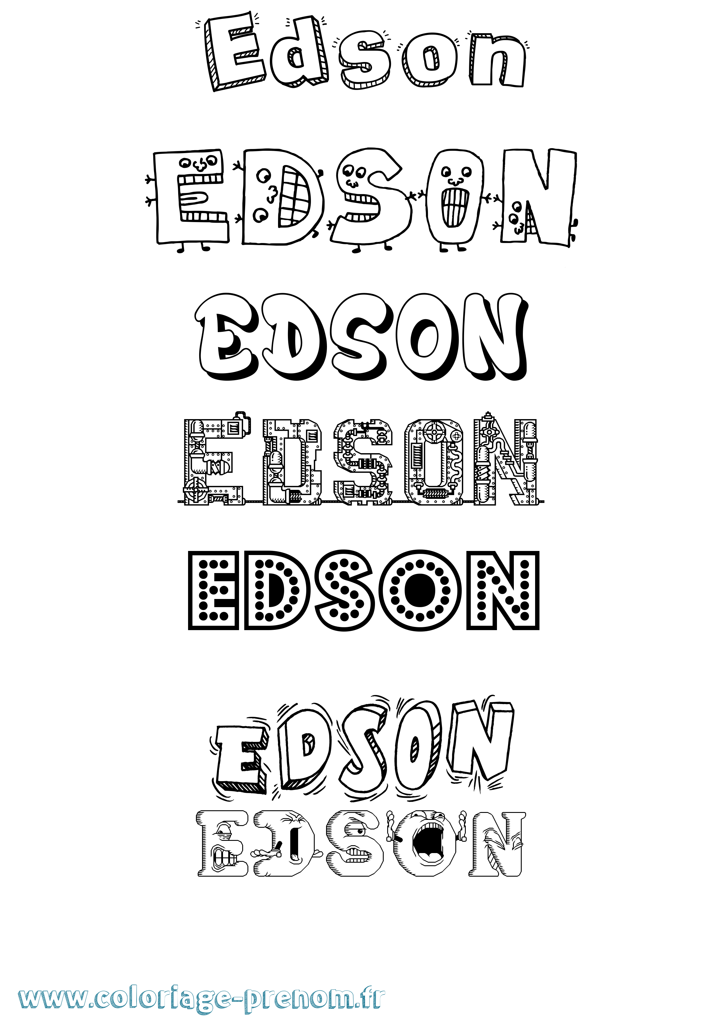 Coloriage prénom Edson Fun