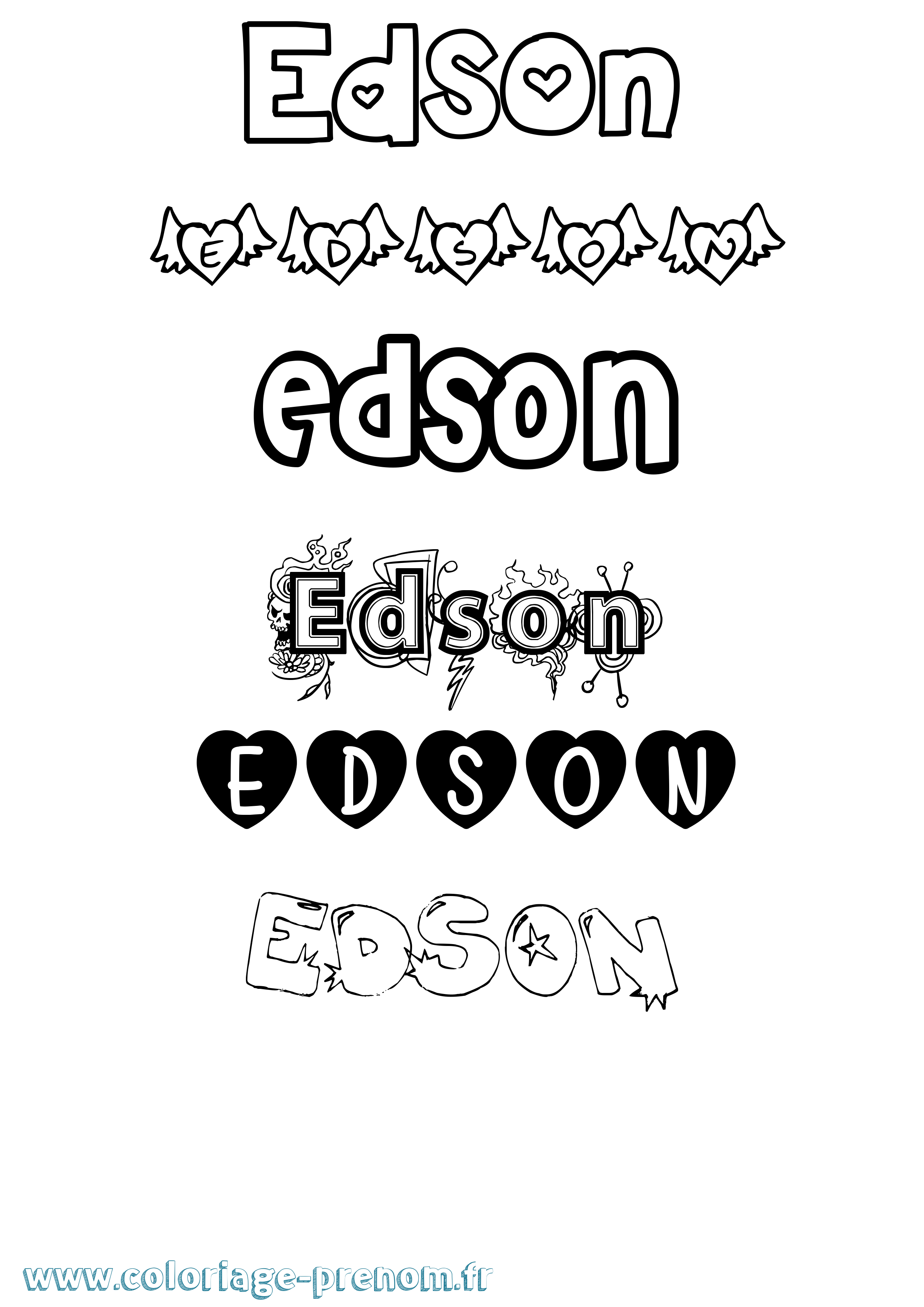 Coloriage Edson Girly Coloriage prénom Edson Girly