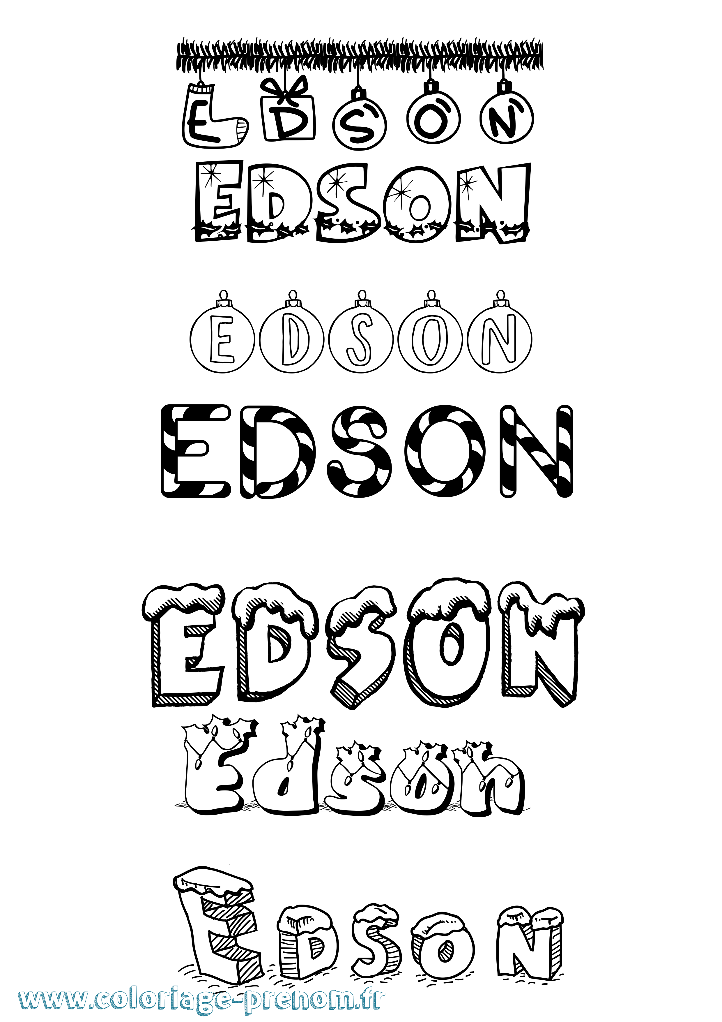 Coloriage prénom Edson Noël