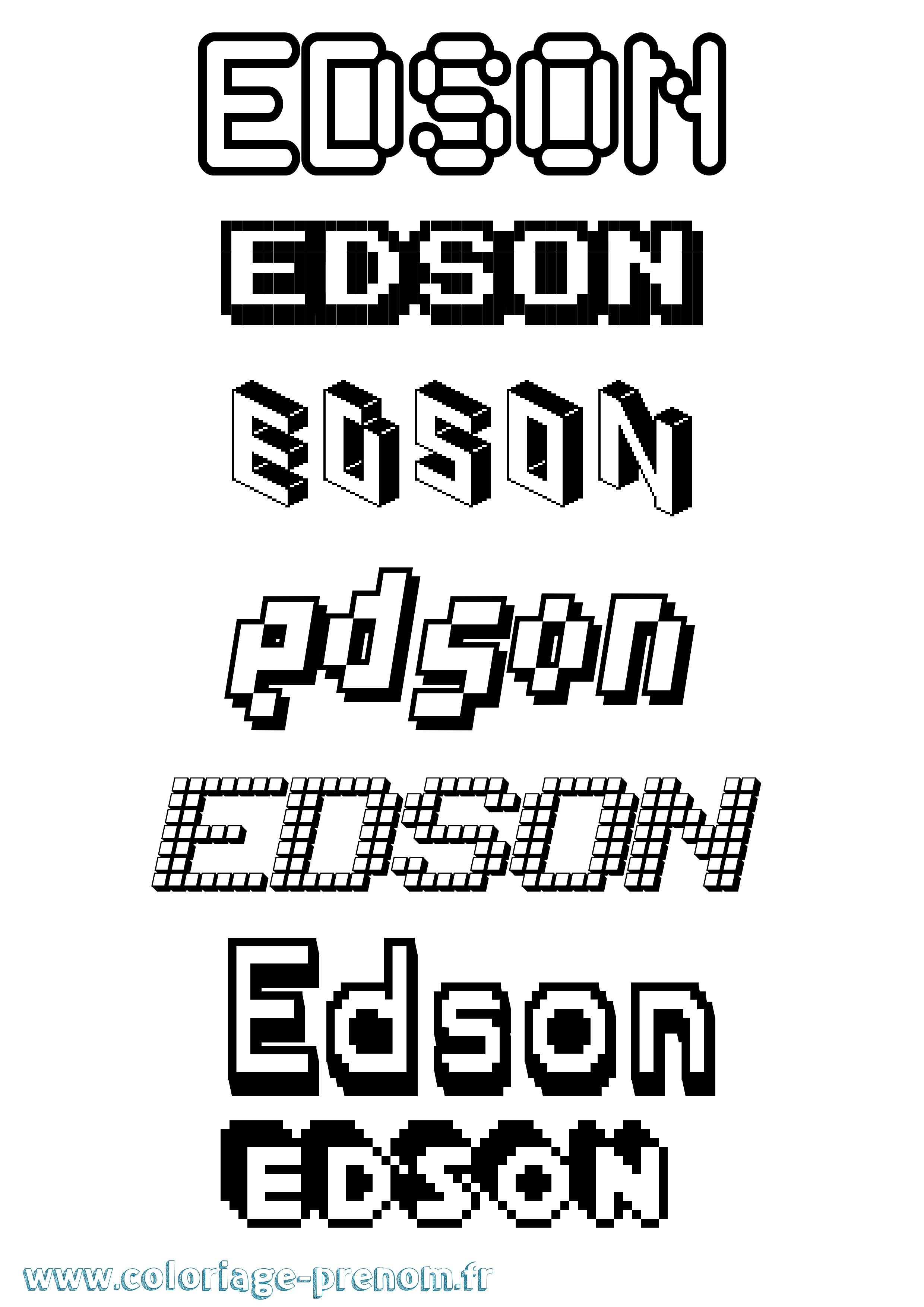 Coloriage prénom Edson Pixel