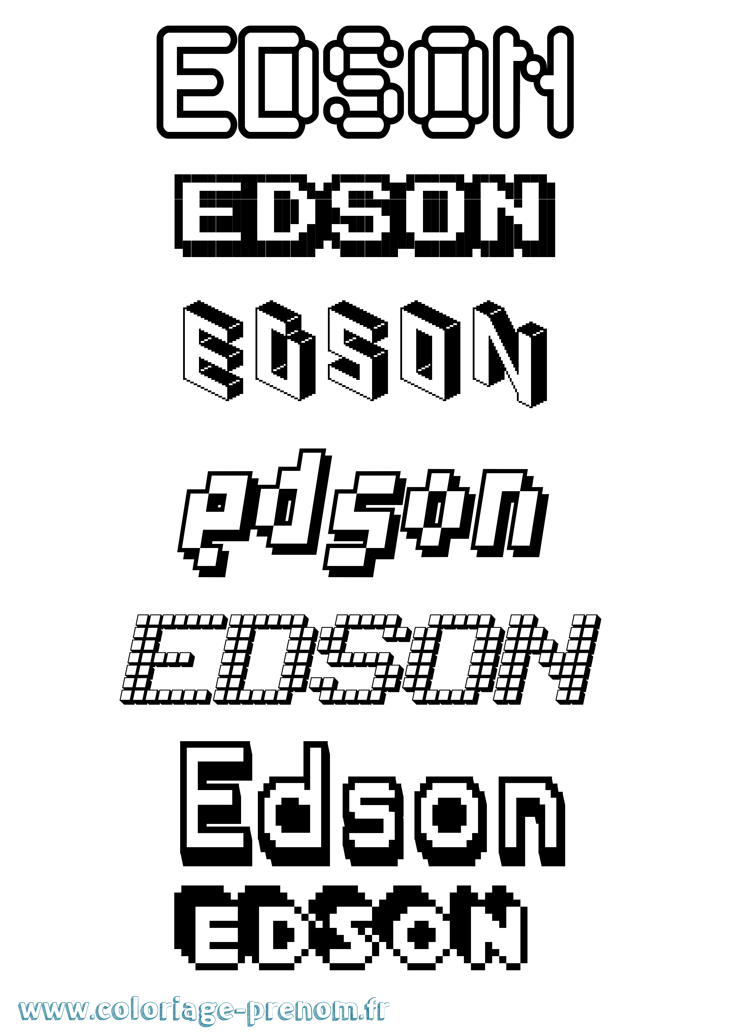 Coloriage Edson Pixel Coloriage prénom Edson Pixel