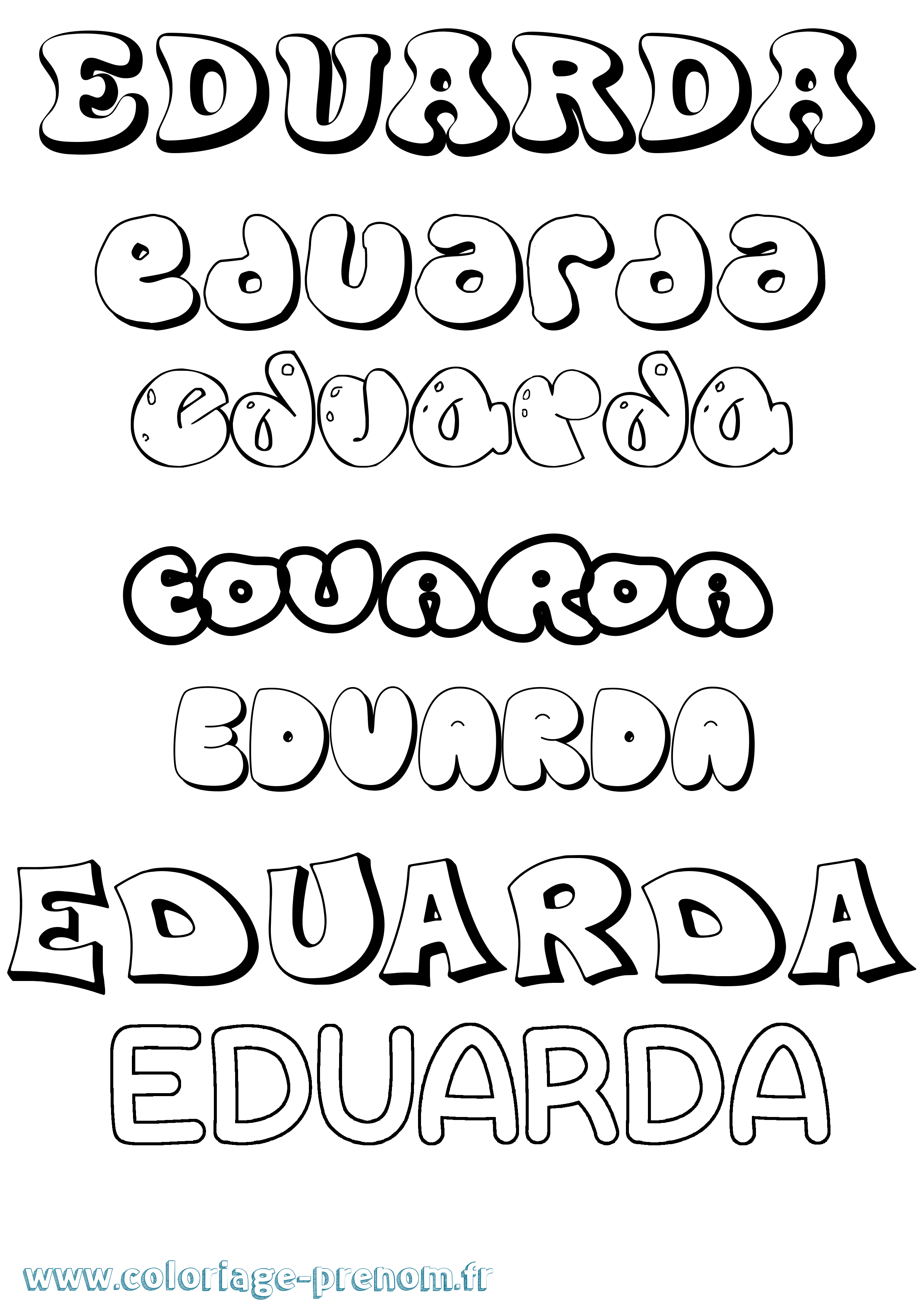 Coloriage Eduarda Bubble Coloriage prénom Eduarda Bubble