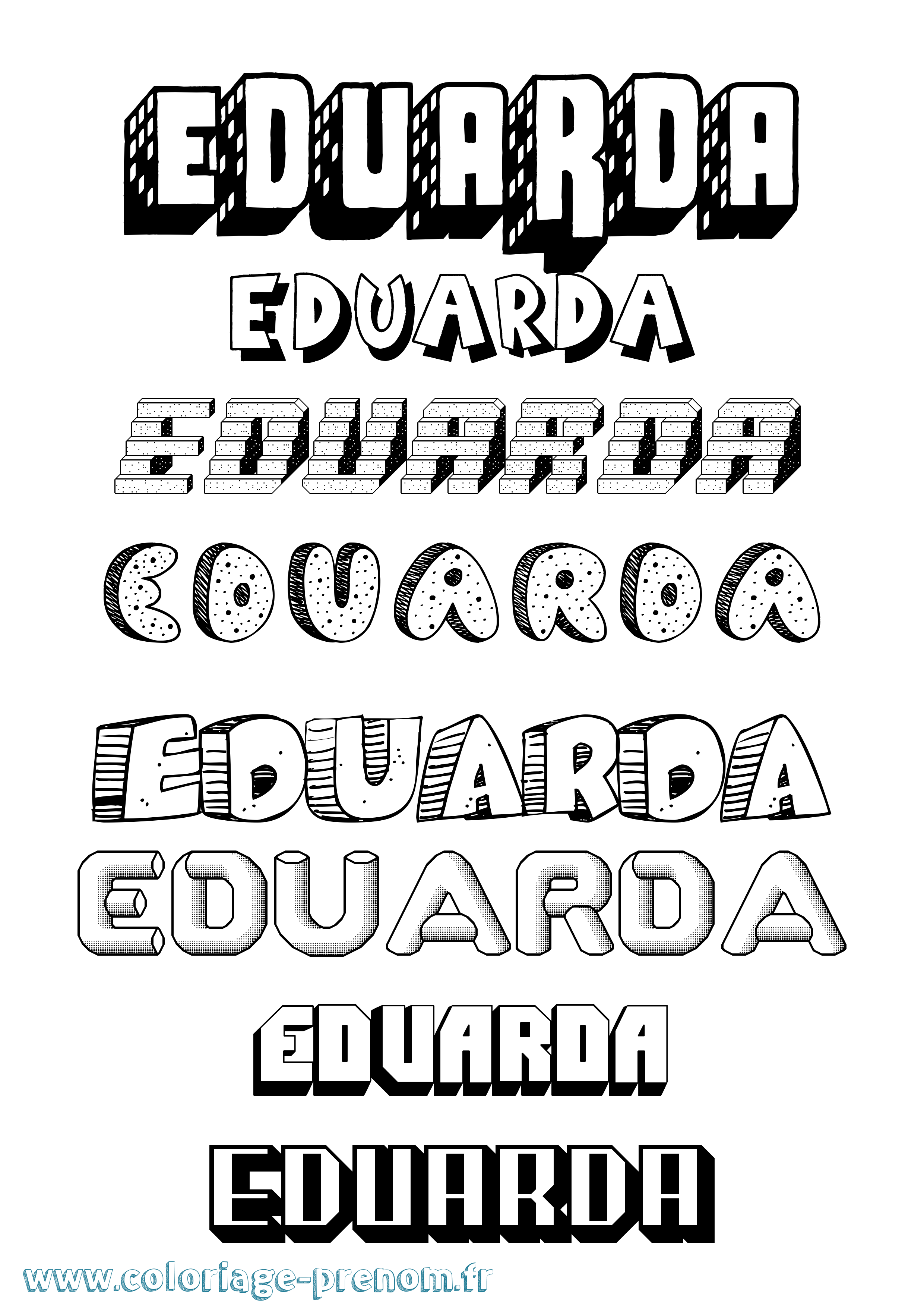 Coloriage Eduarda Effet 3D Coloriage prénom Eduarda Effet 3D
