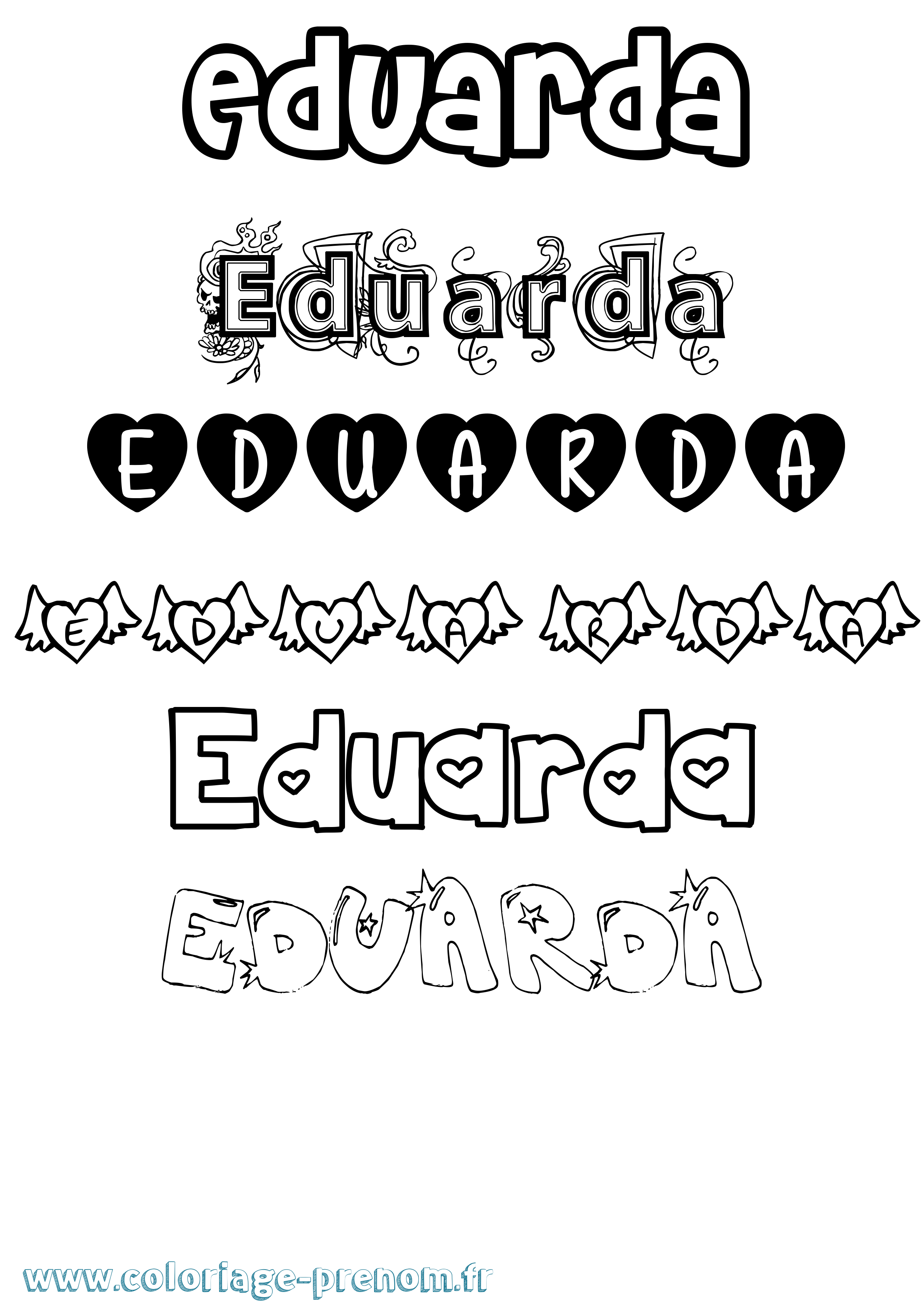 Coloriage Eduarda Girly Coloriage prénom Eduarda Girly