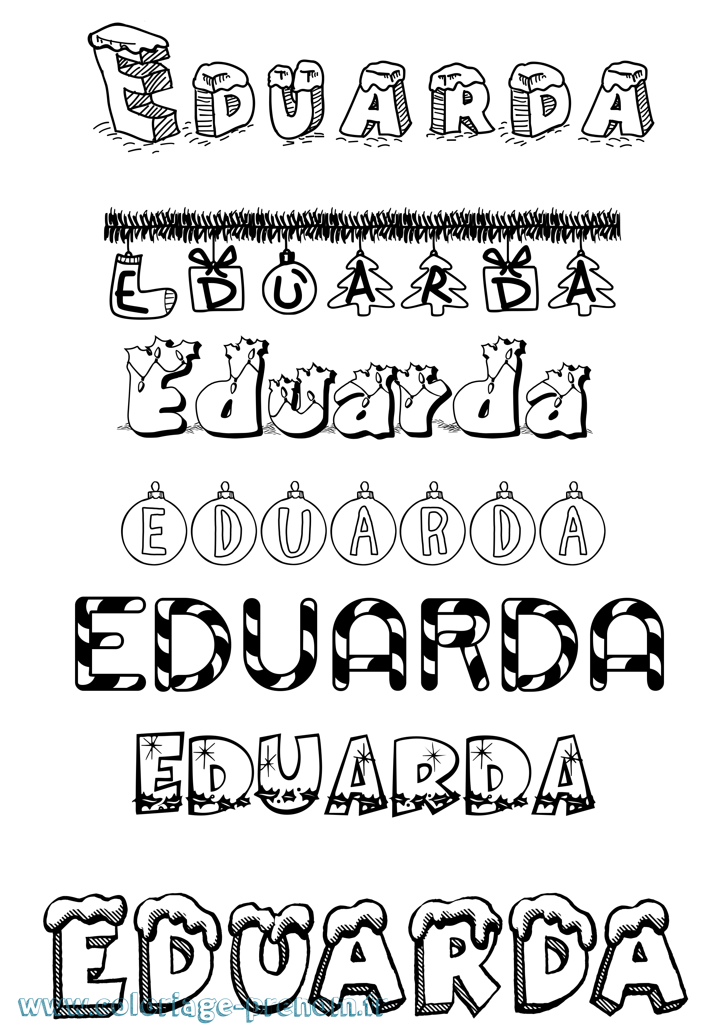 Coloriage Eduarda Noël Coloriage prénom Eduarda Noël