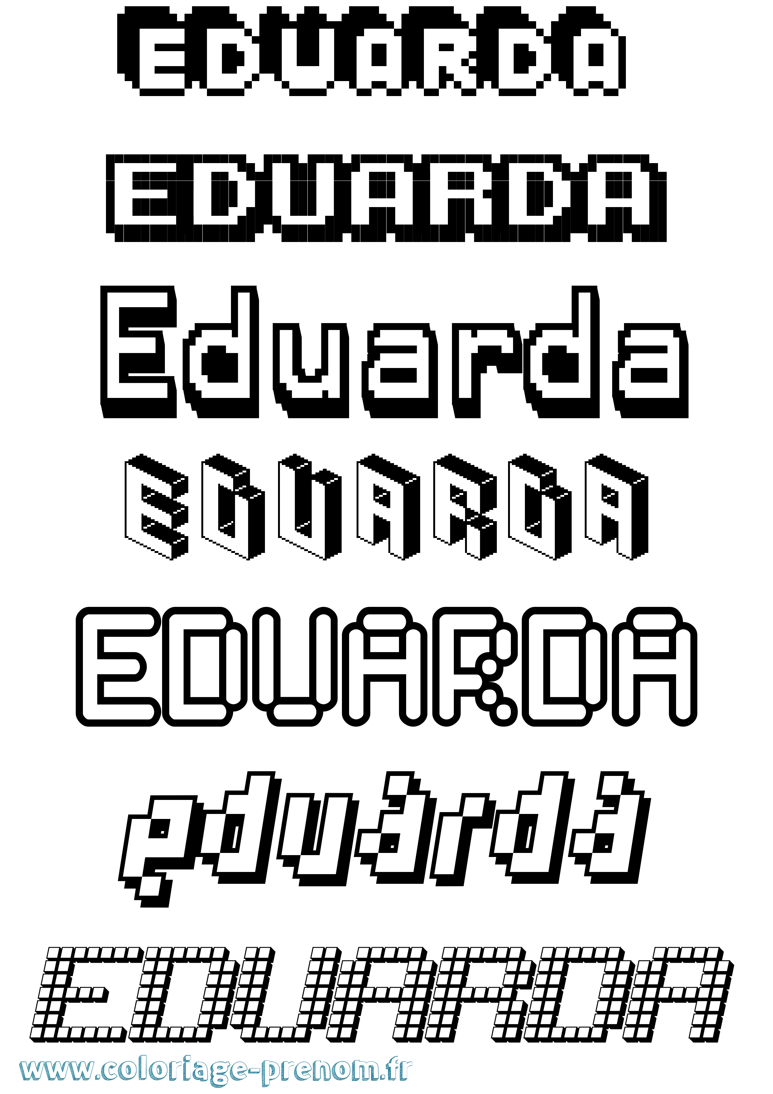 Coloriage Eduarda Pixel Coloriage prénom Eduarda Pixel