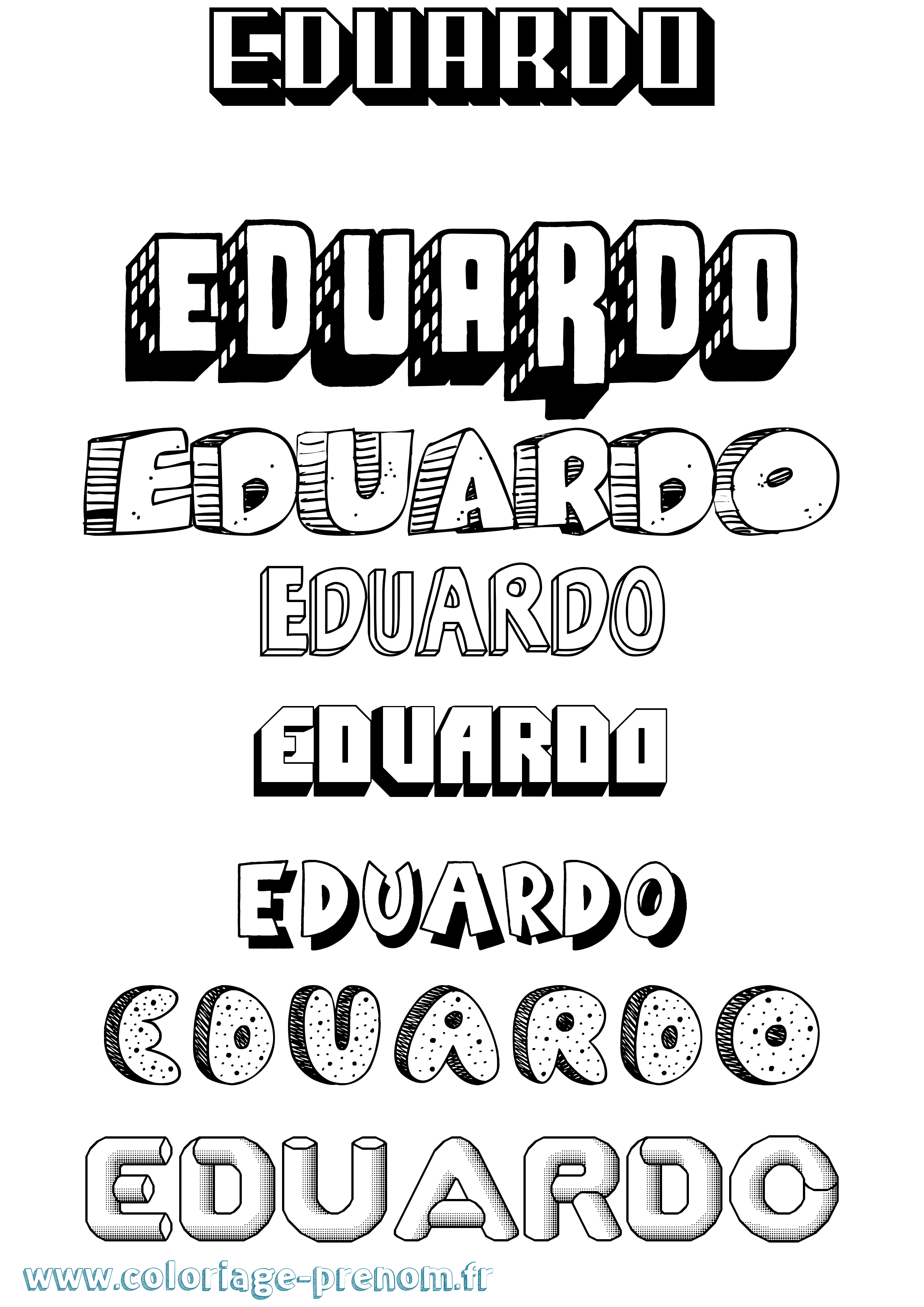 Coloriage prénom Eduardo Effet 3D