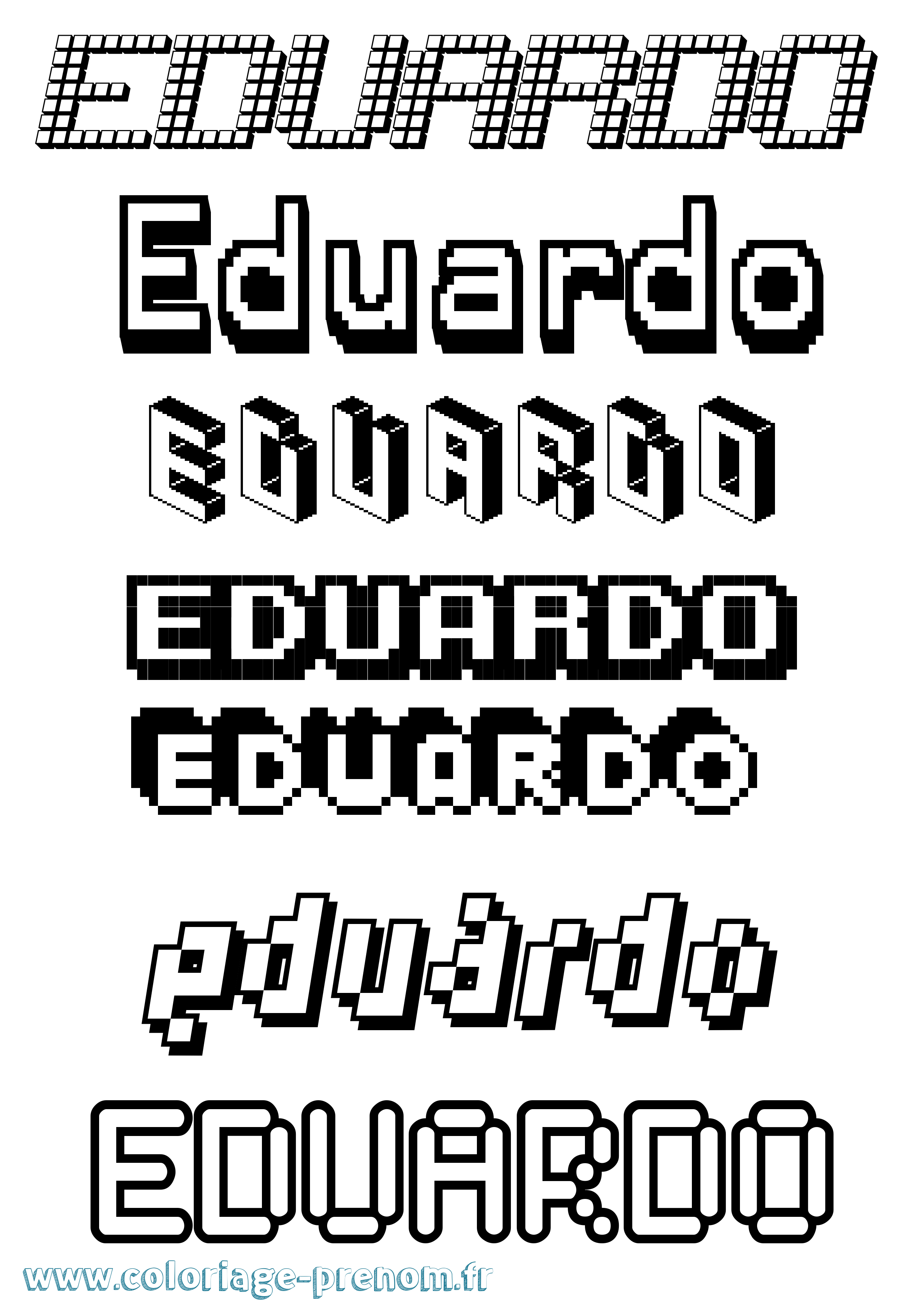 Coloriage prénom Eduardo Pixel