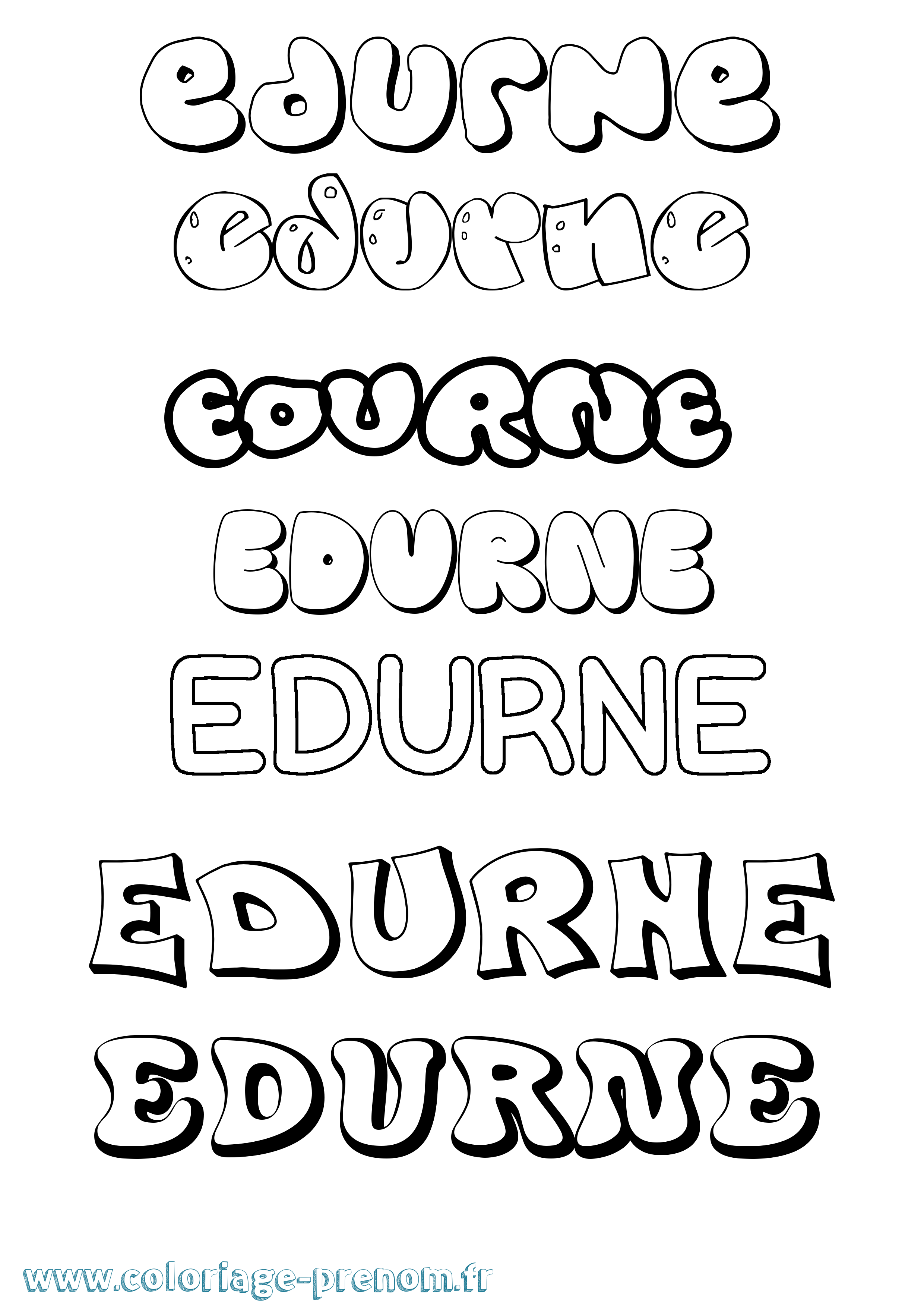 Coloriage Edurne Bubble Coloriage prénom Edurne Bubble