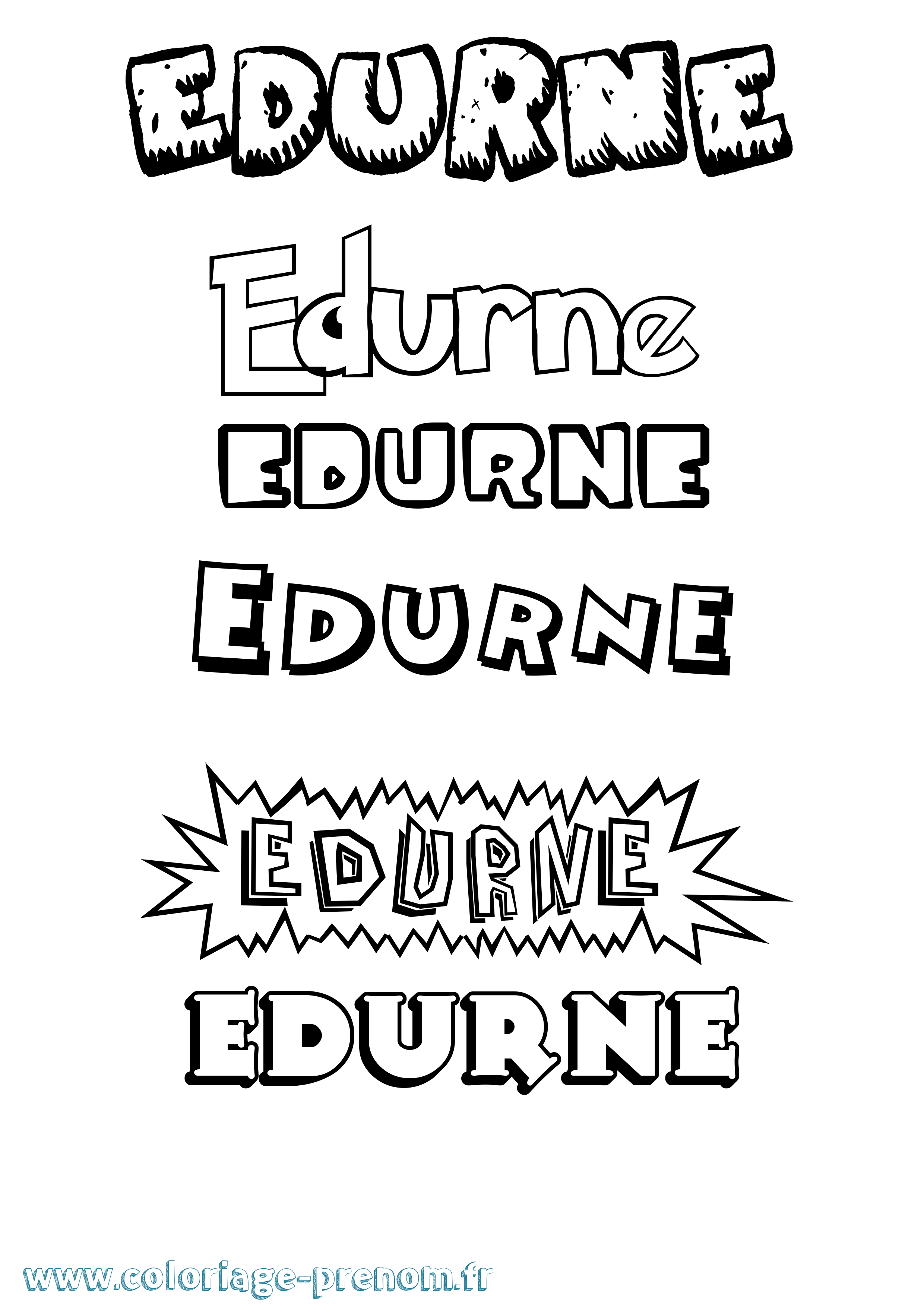 Coloriage Edurne Dessin Animé Coloriage prénom Edurne Dessin Animé