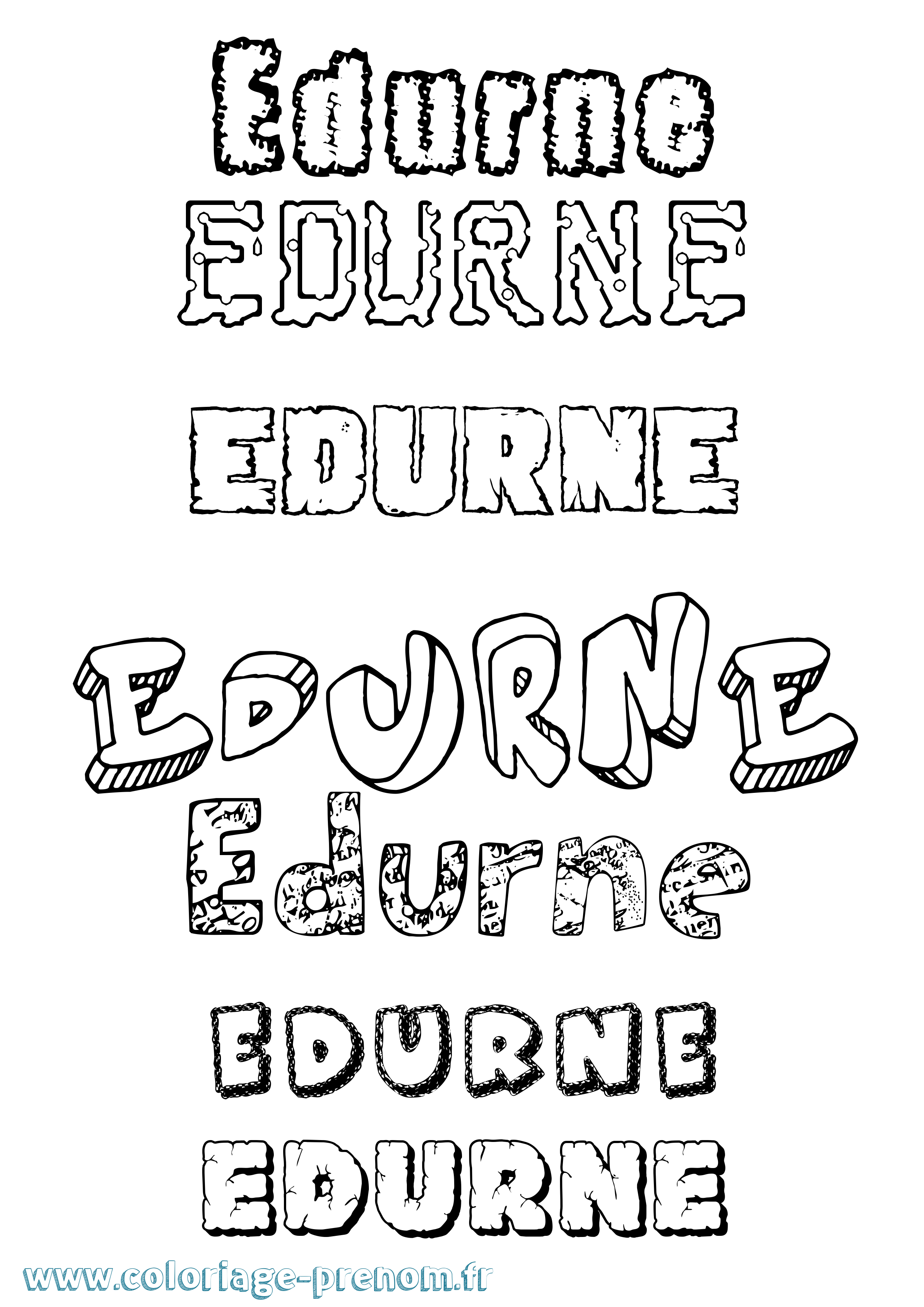 Coloriage Edurne Destructuré Coloriage prénom Edurne Destructuré