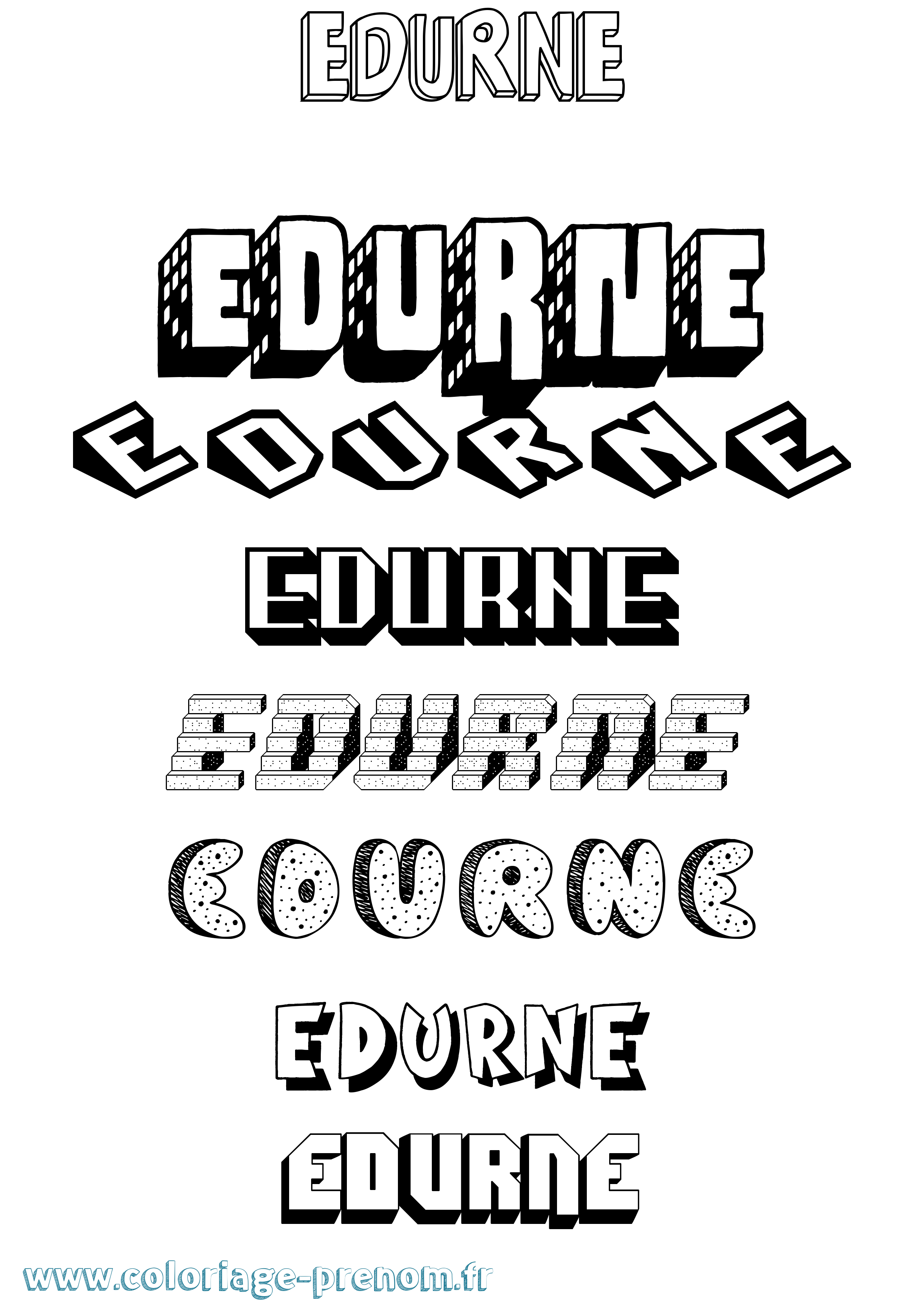 Coloriage Edurne Effet 3D Coloriage prénom Edurne Effet 3D