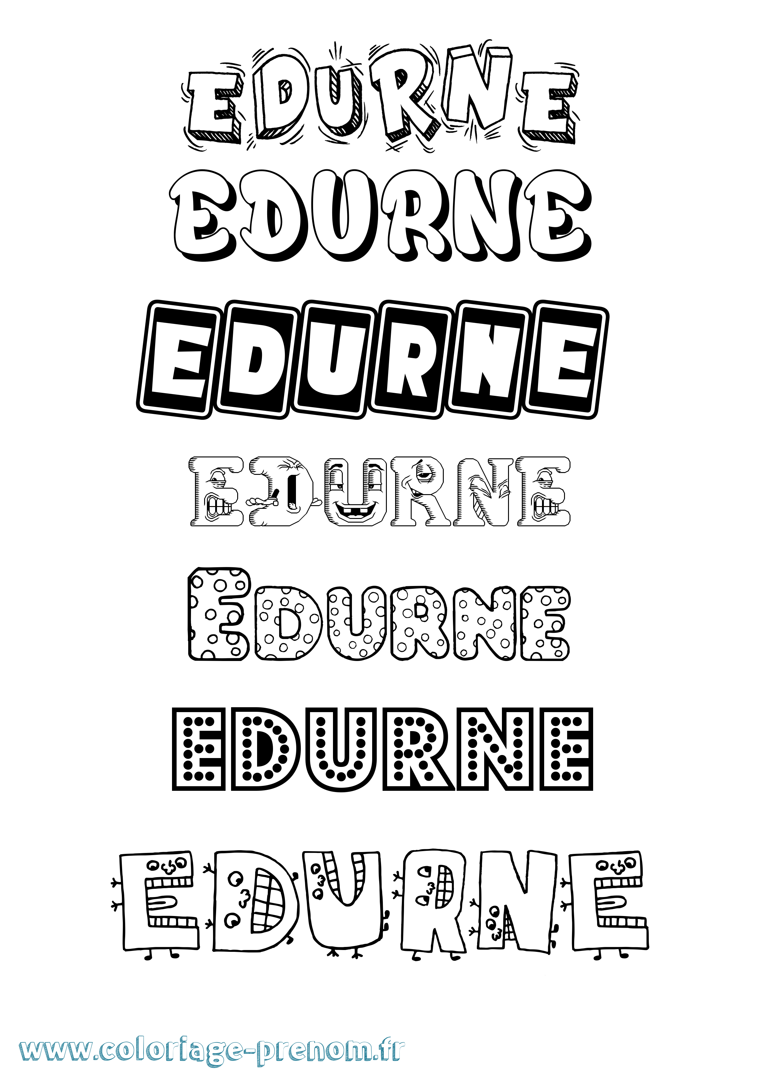 Coloriage Edurne Fun Coloriage prénom Edurne Fun