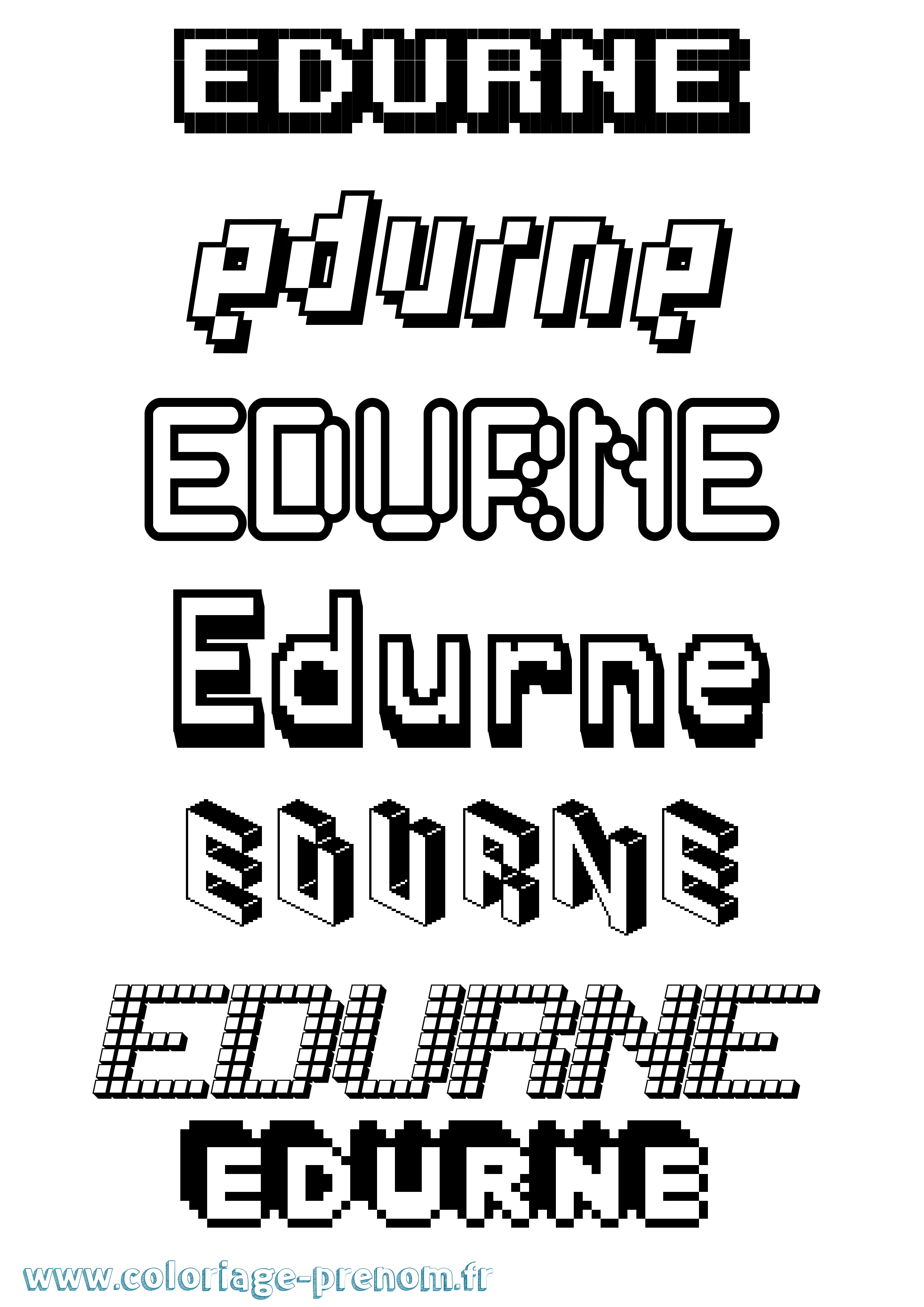 Coloriage prénom Edurne Pixel