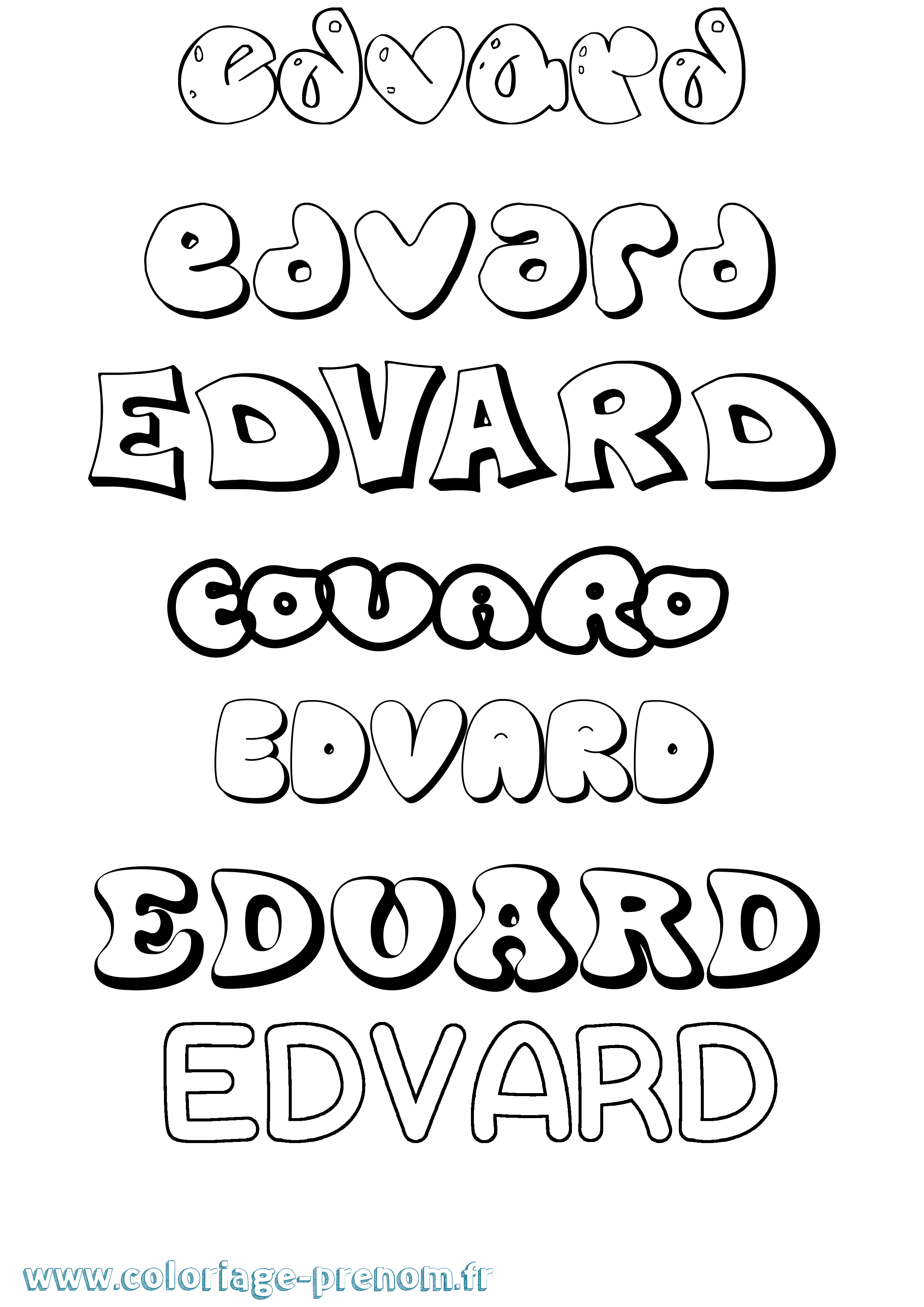 Coloriage prénom Edvard Bubble