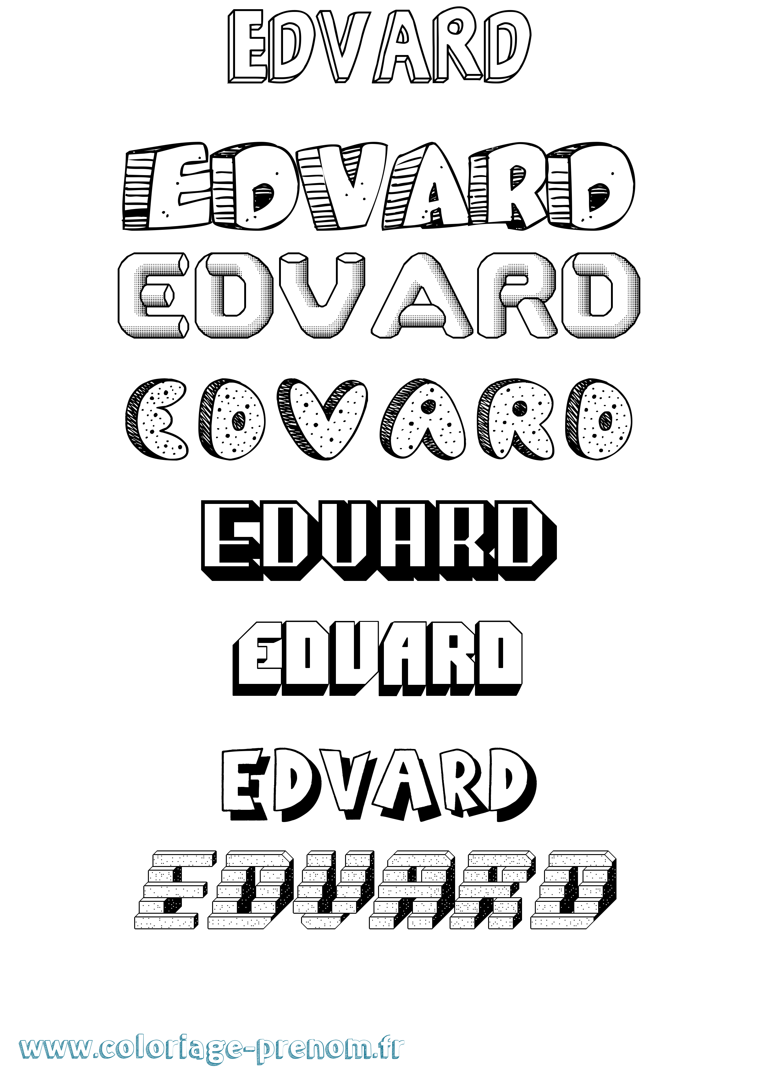 Coloriage prénom Edvard Effet 3D