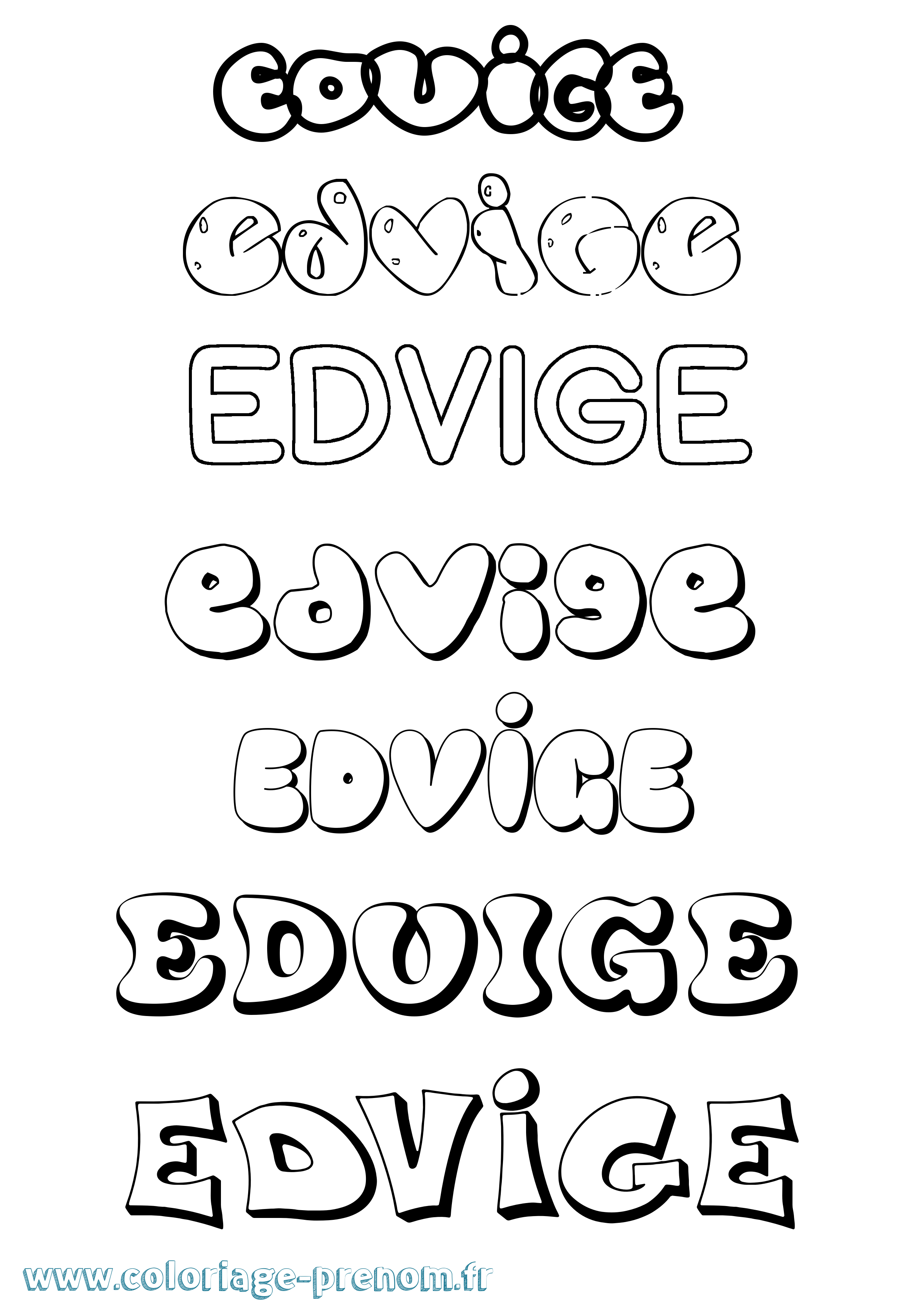 Coloriage prénom Edvige Bubble