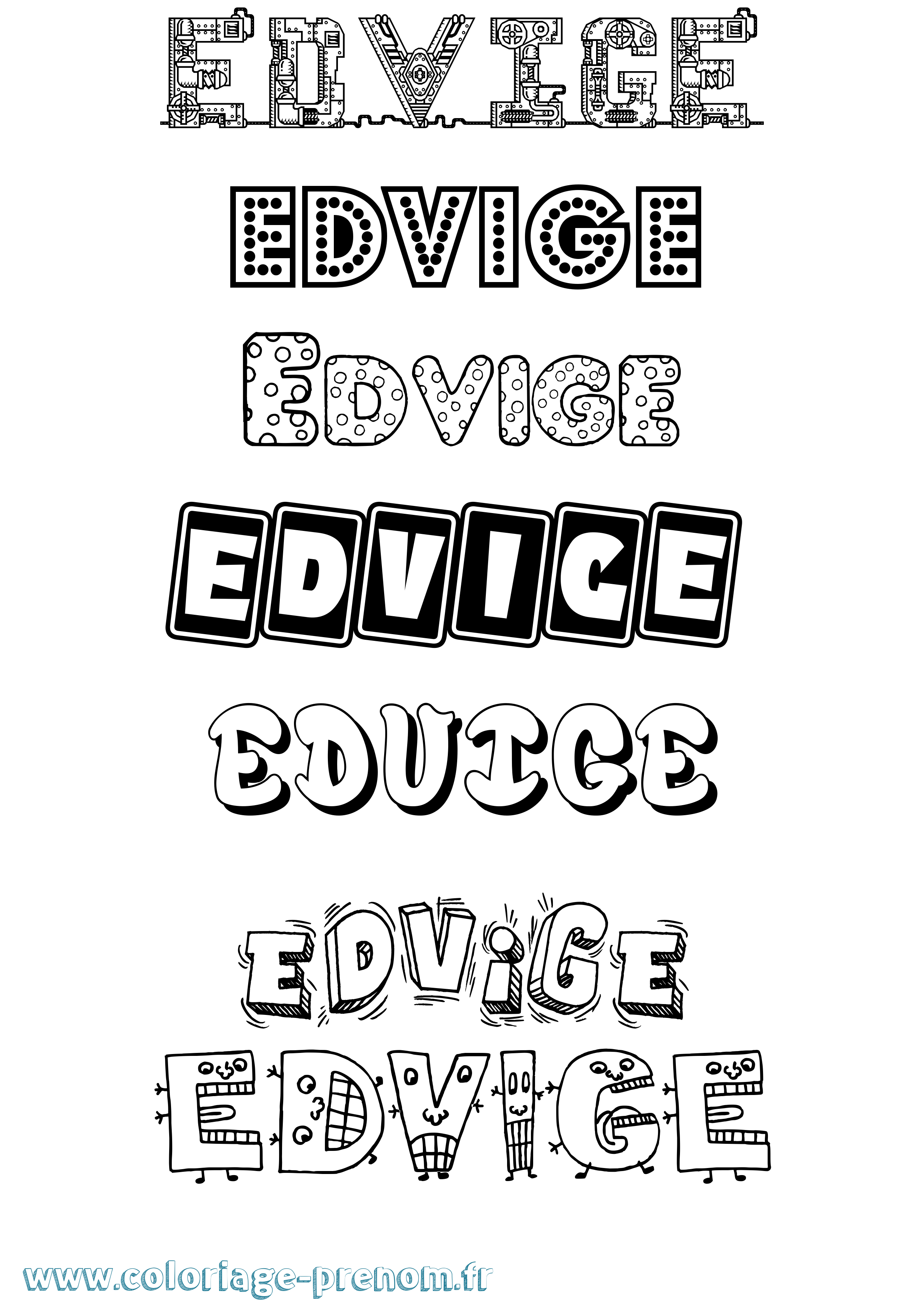 Coloriage prénom Edvige Fun