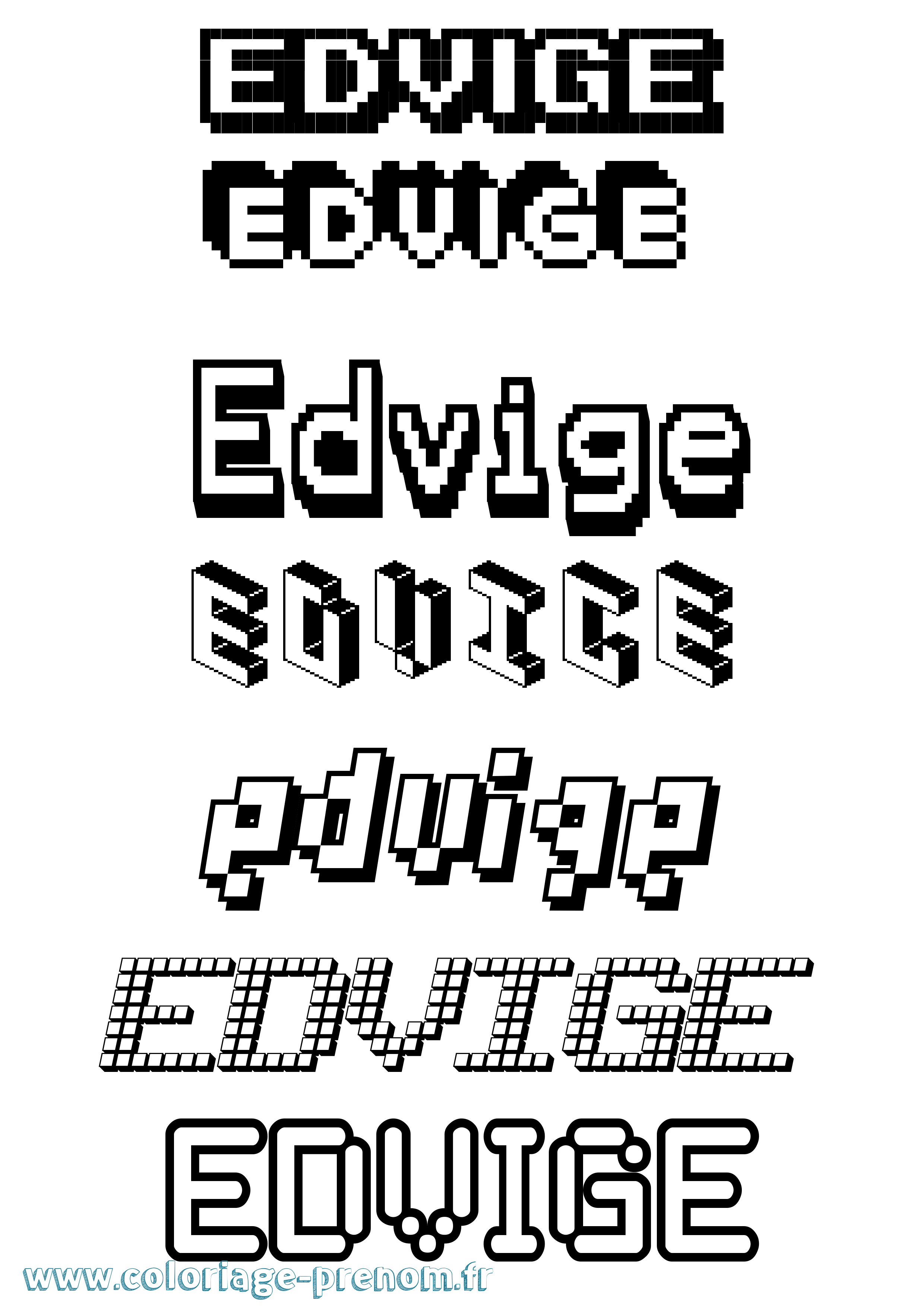 Coloriage prénom Edvige Pixel