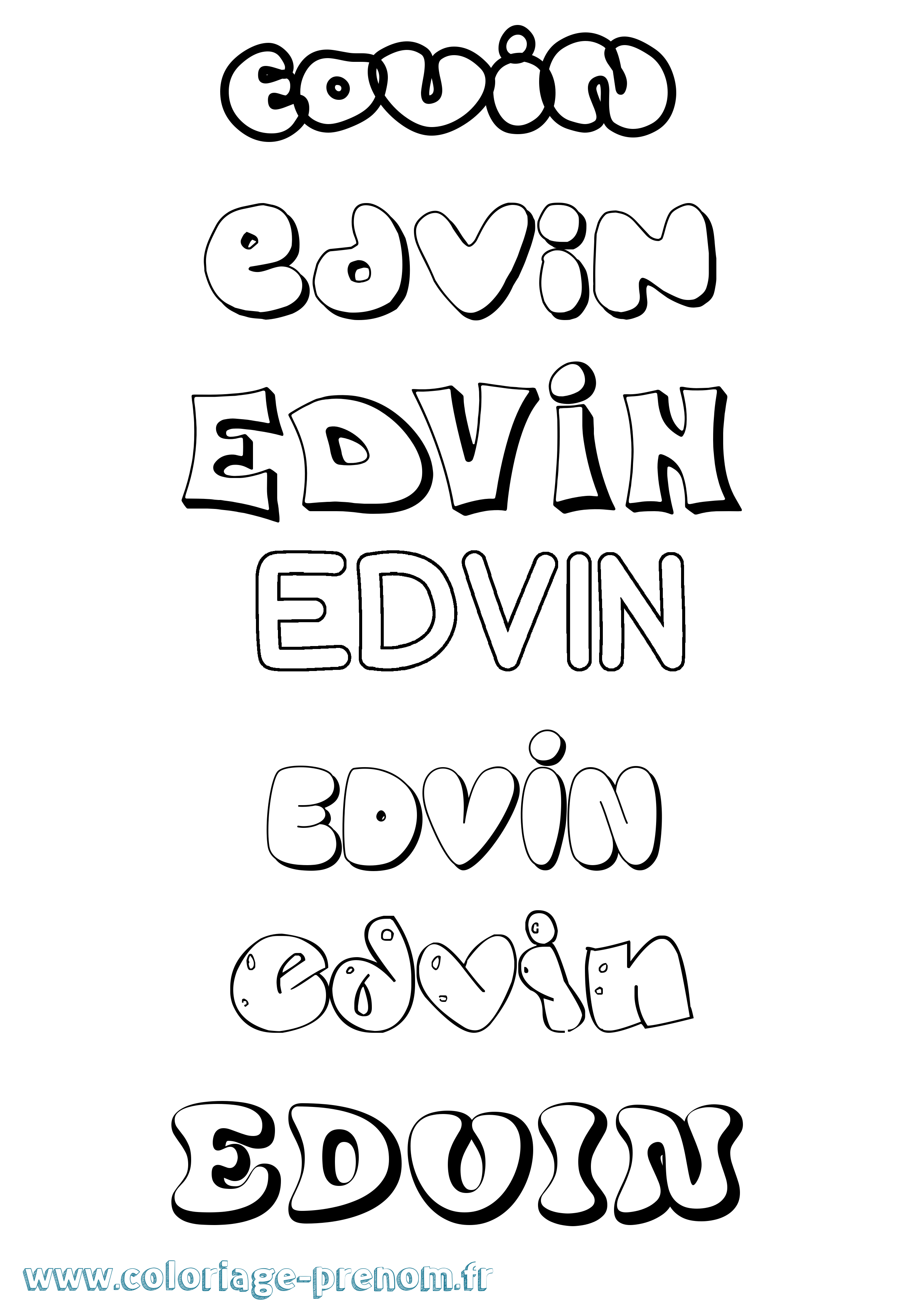 Coloriage prénom Edvin Bubble