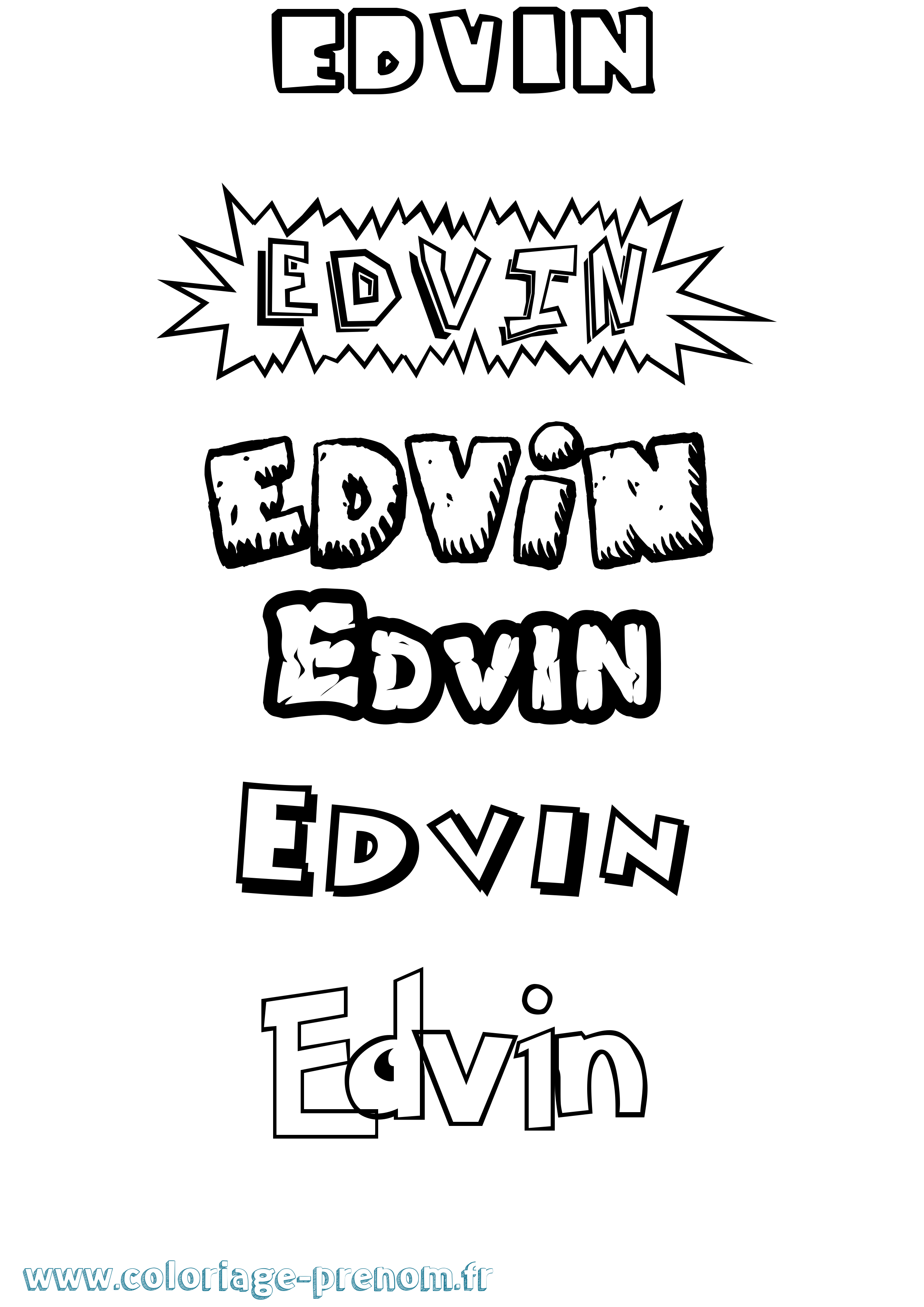 Coloriage prénom Edvin Dessin Animé