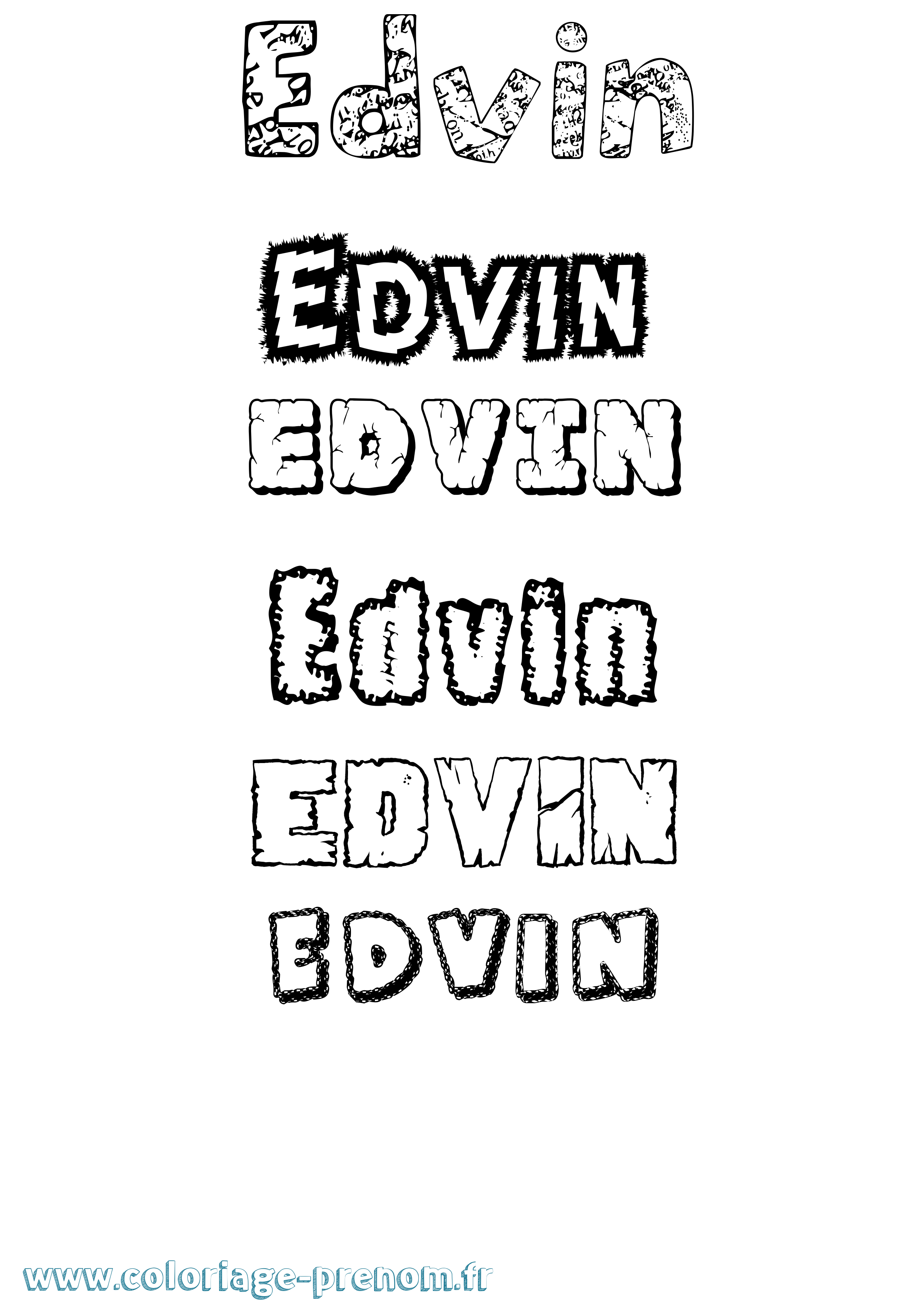 Coloriage prénom Edvin Destructuré