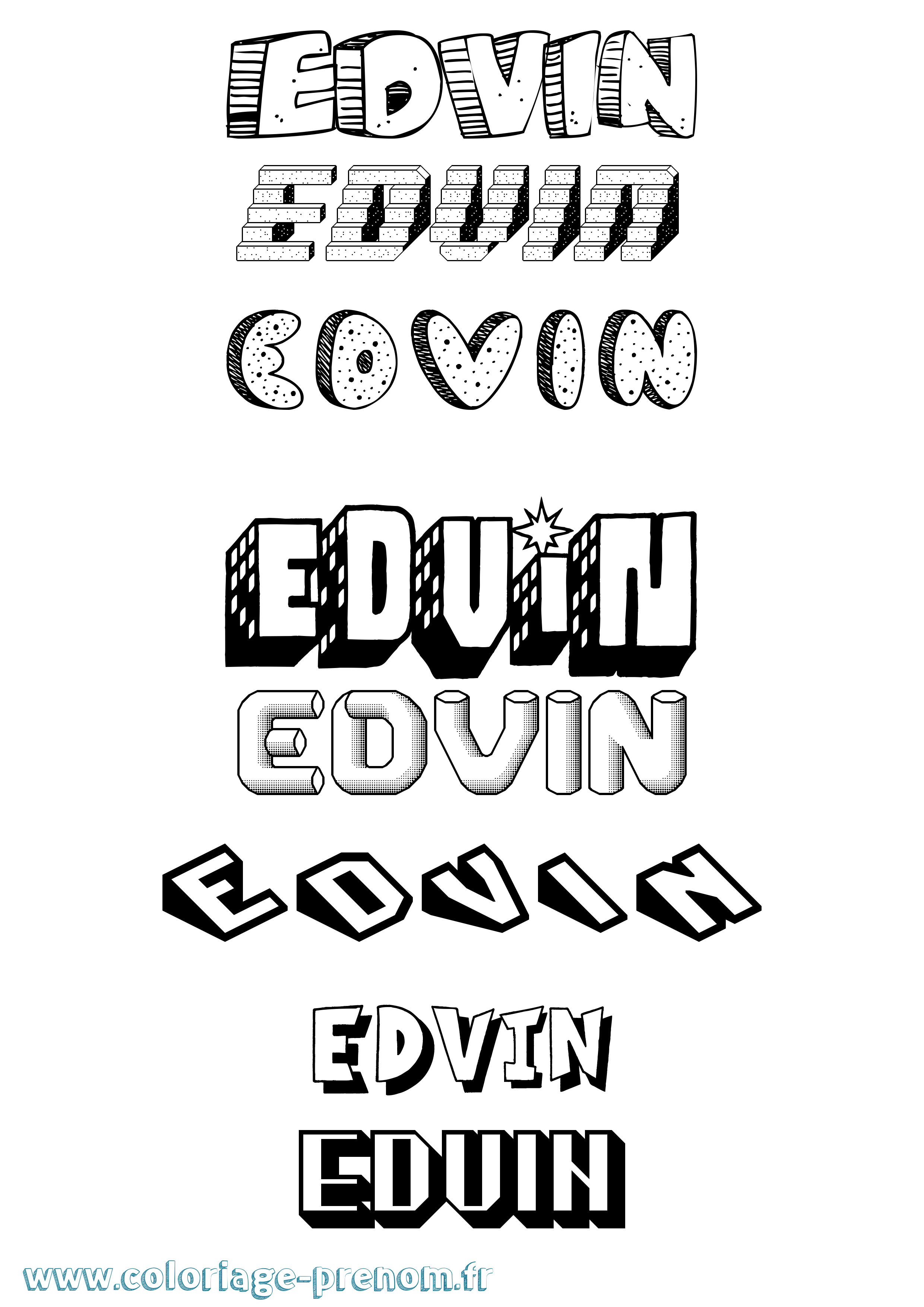 Coloriage prénom Edvin Effet 3D