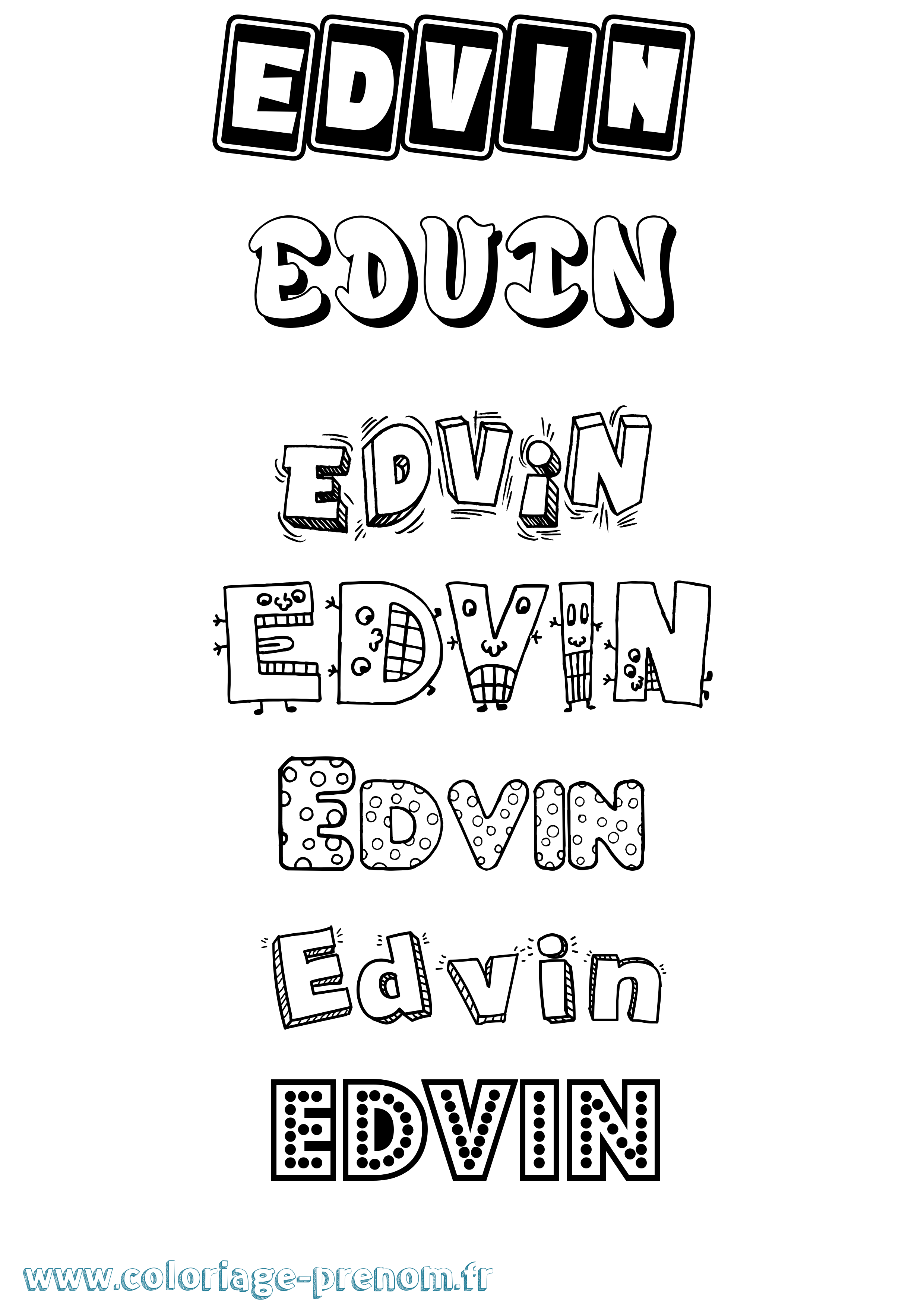 Coloriage prénom Edvin Fun