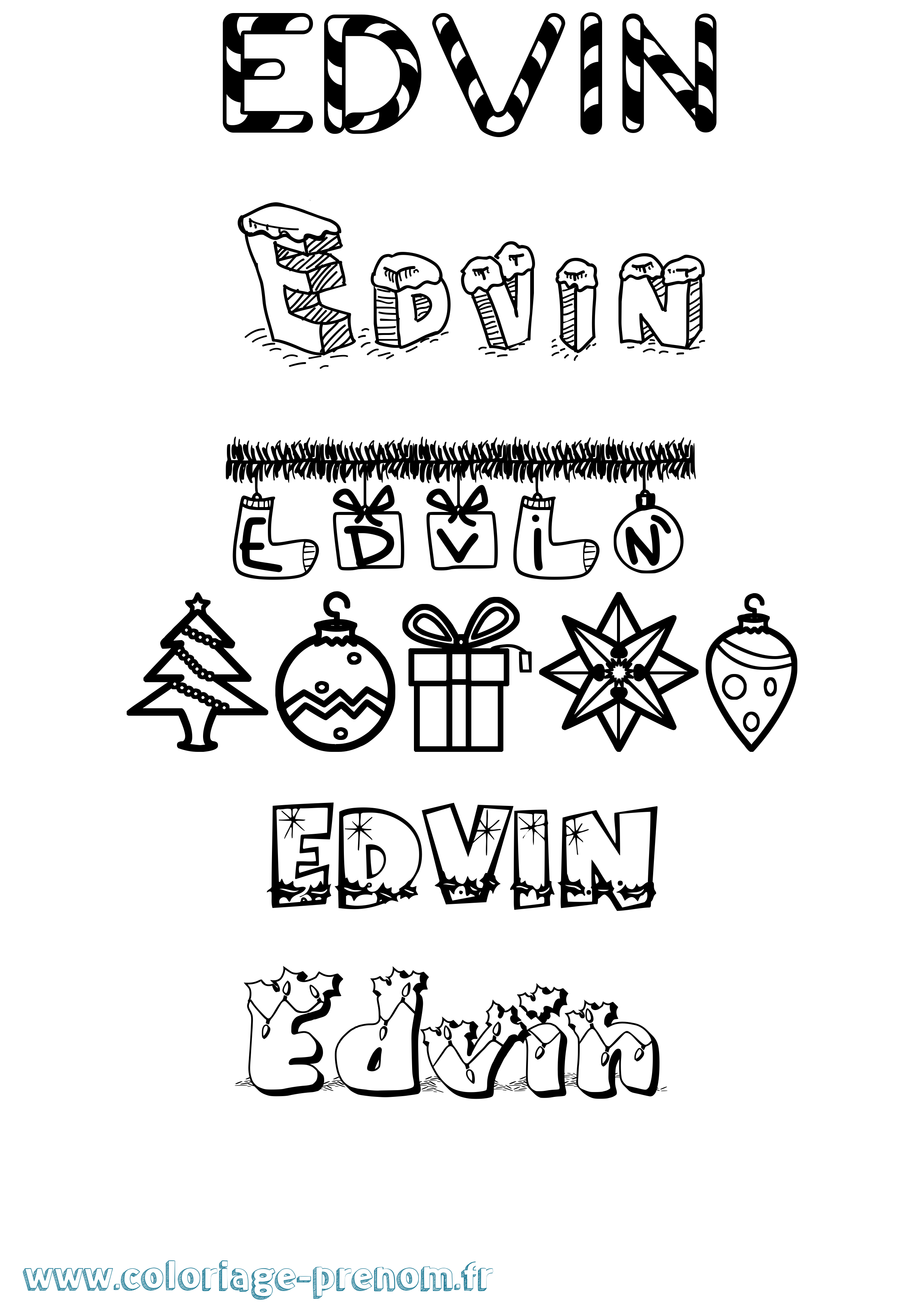 Coloriage prénom Edvin Noël