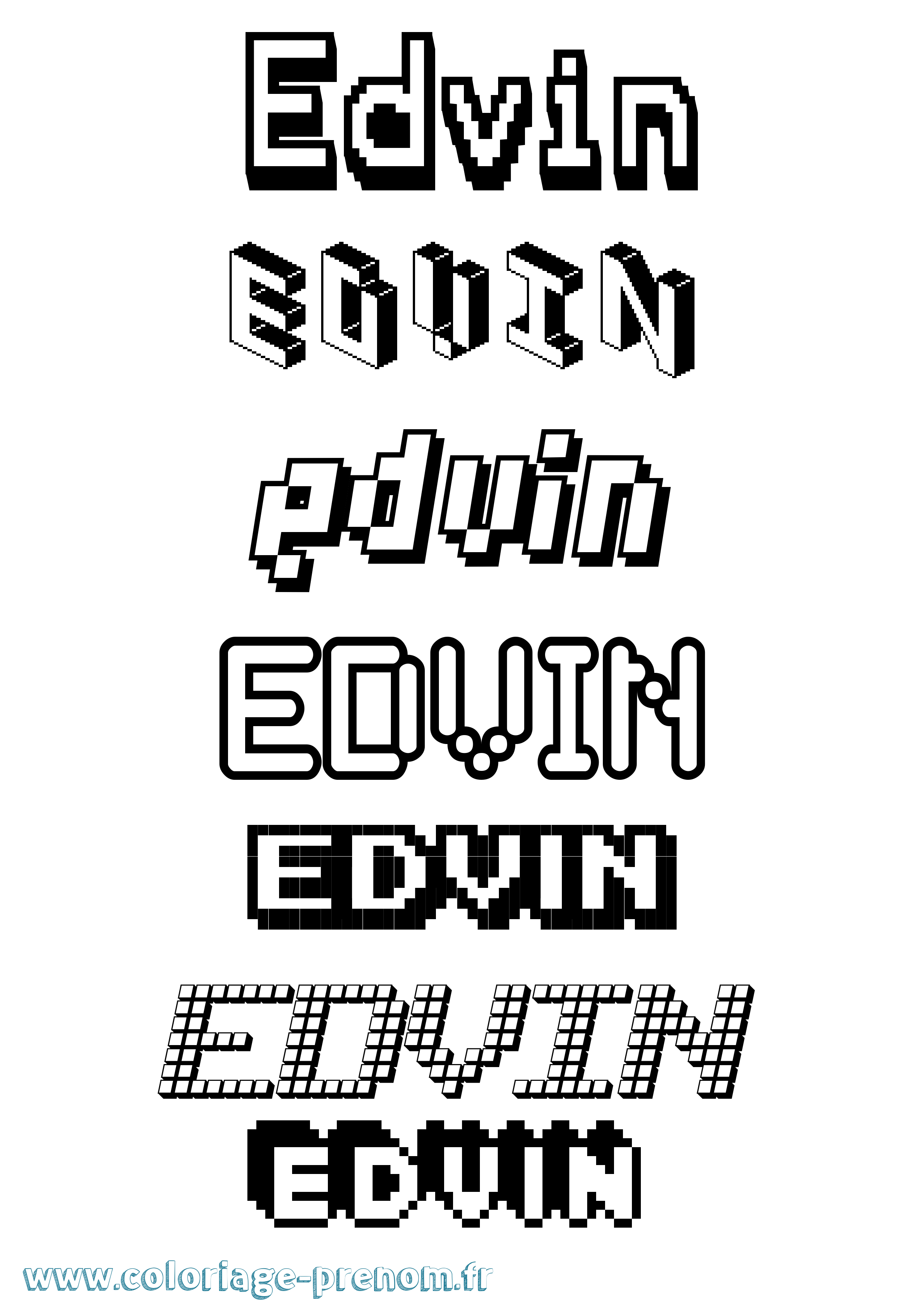 Coloriage prénom Edvin Pixel