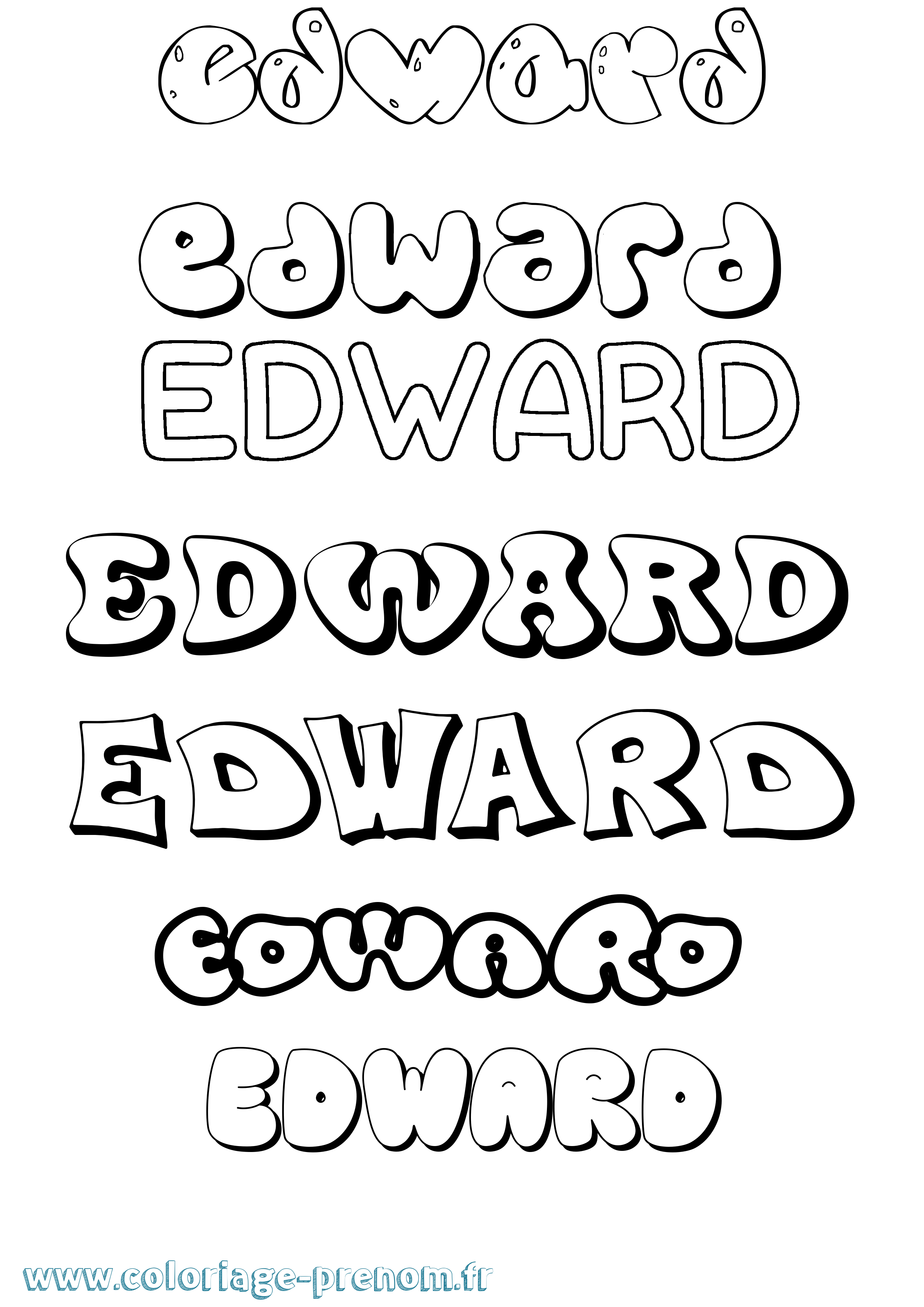 Coloriage prénom Edward Bubble