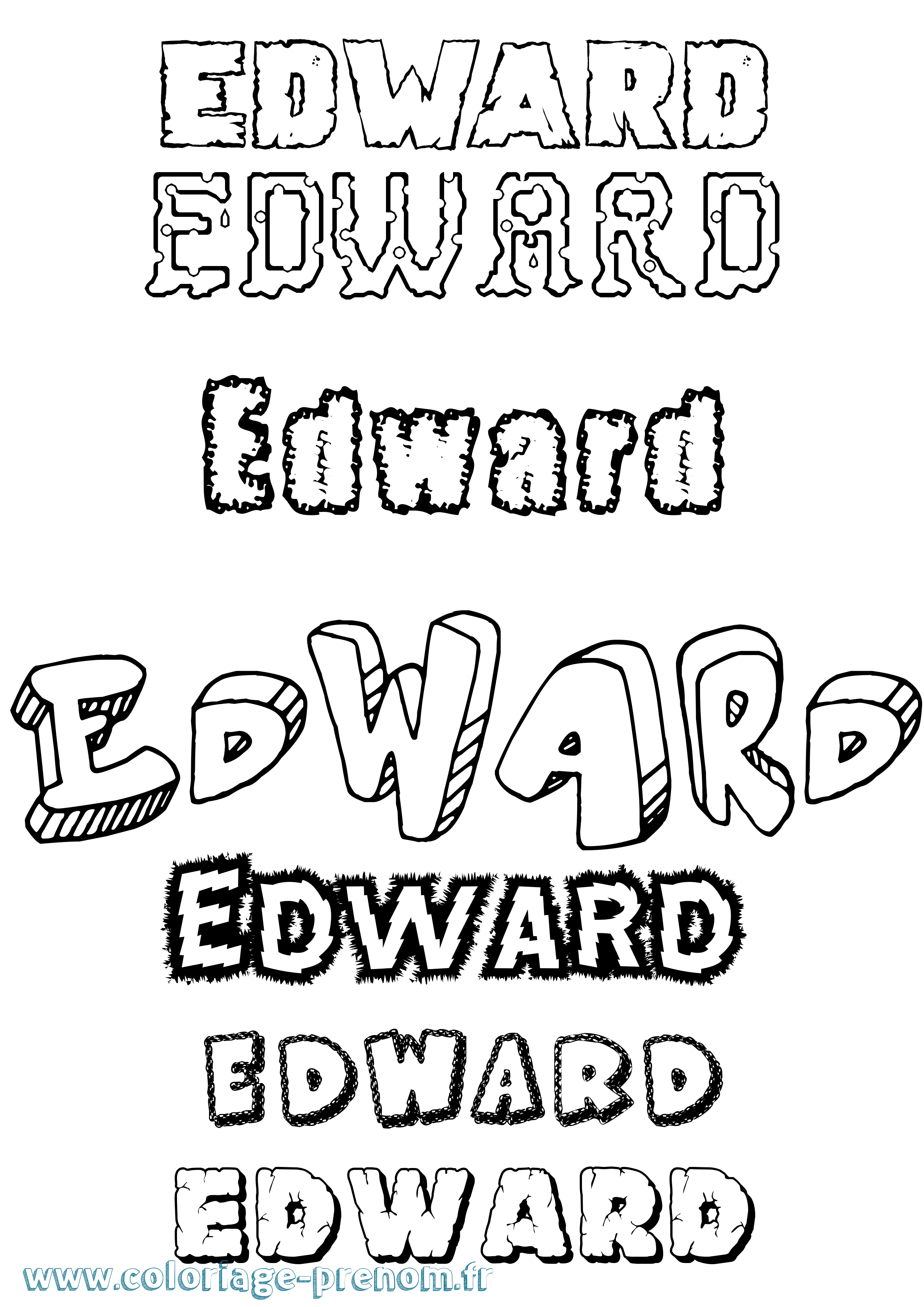 Coloriage prénom Edward Destructuré
