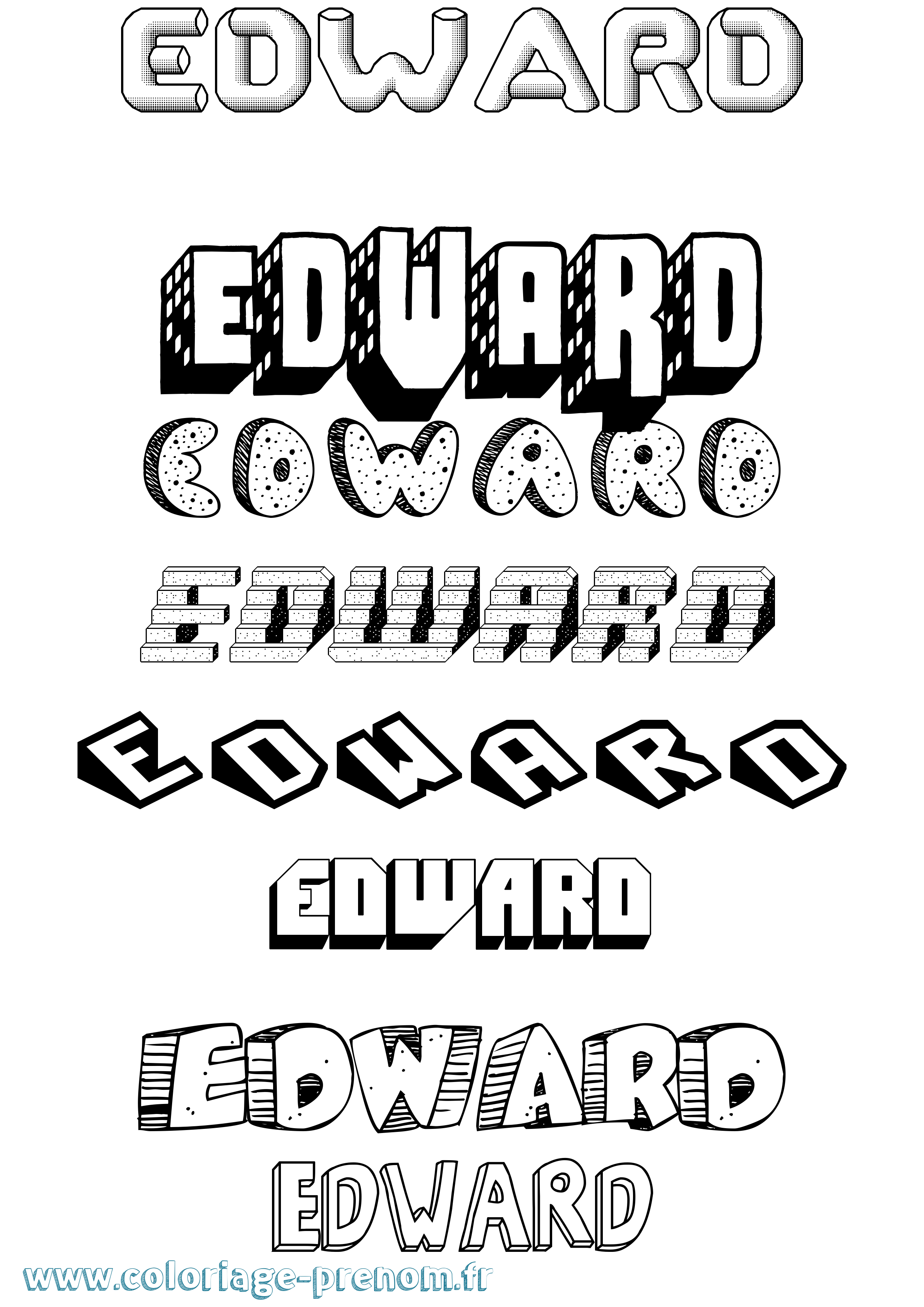 Coloriage prénom Edward Effet 3D