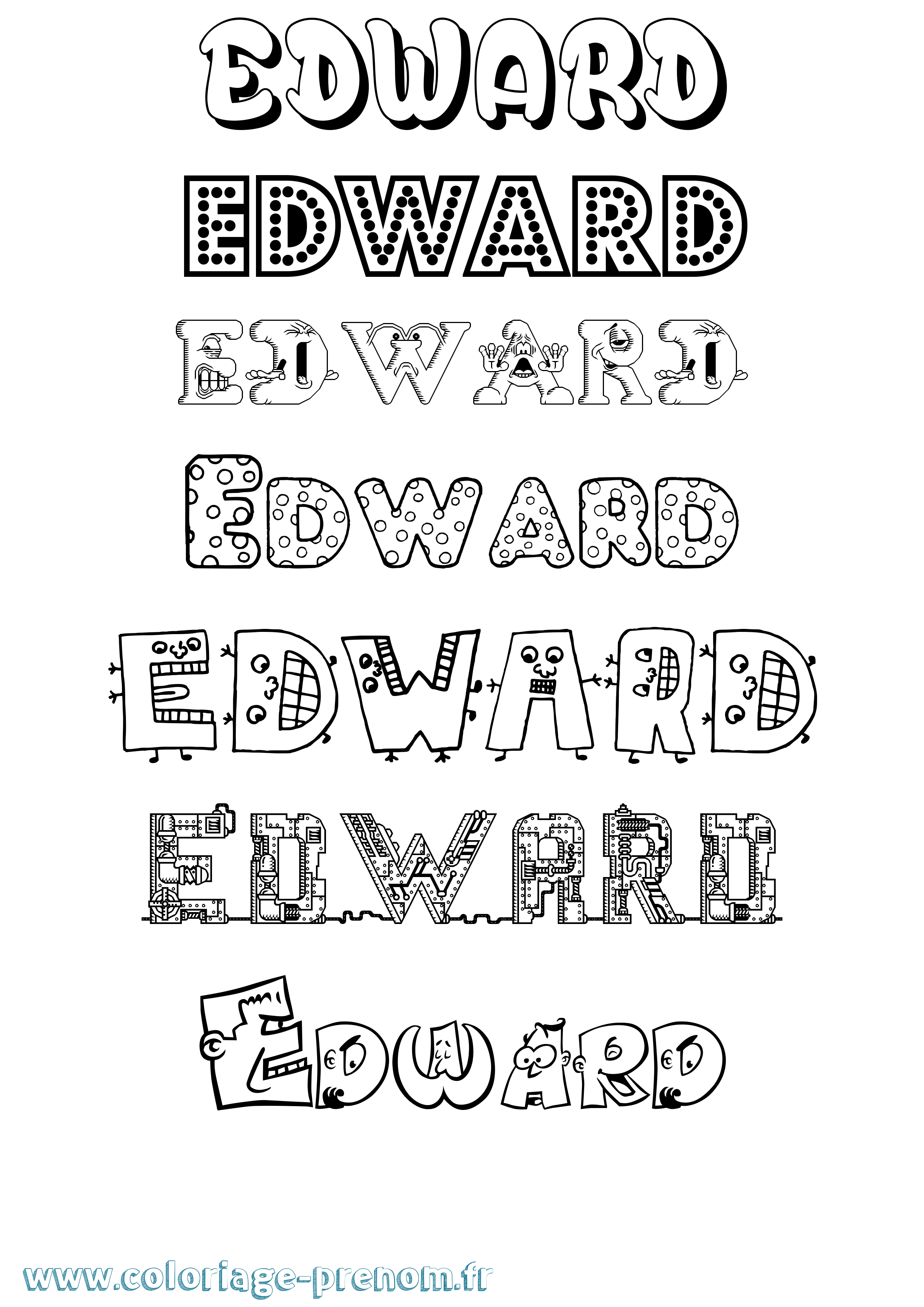 Coloriage prénom Edward Fun