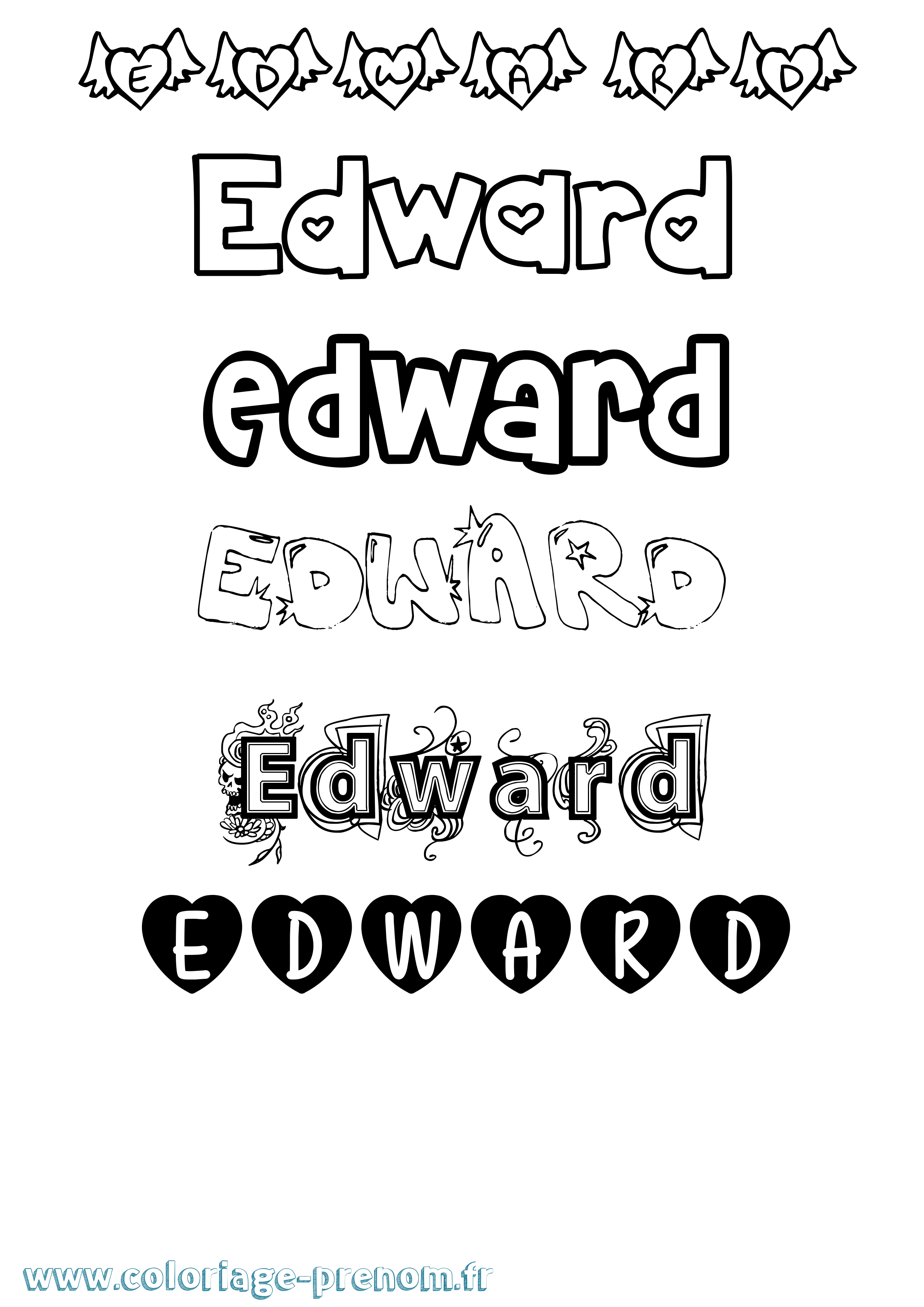 Coloriage prénom Edward Girly