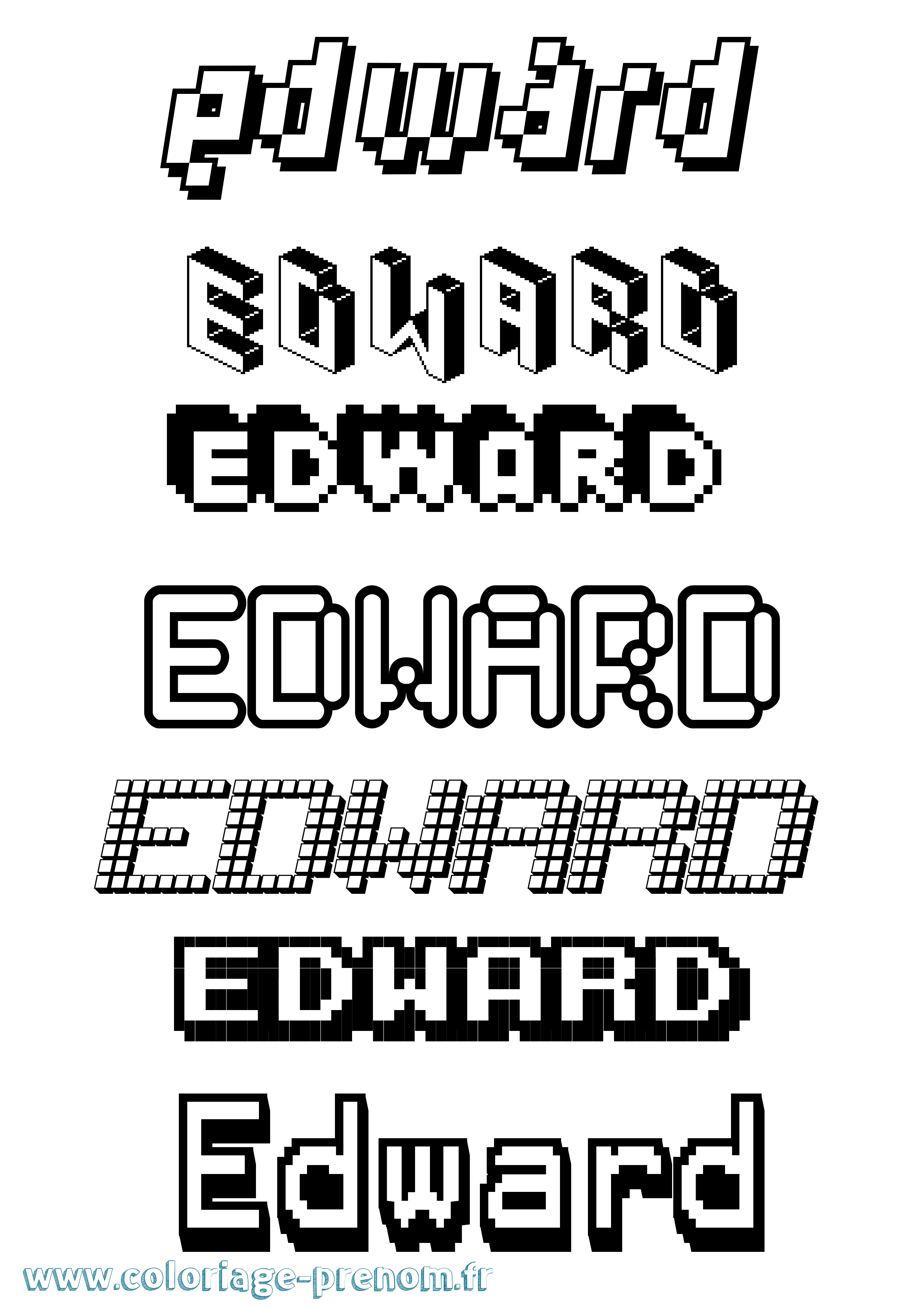 Coloriage prénom Edward Pixel