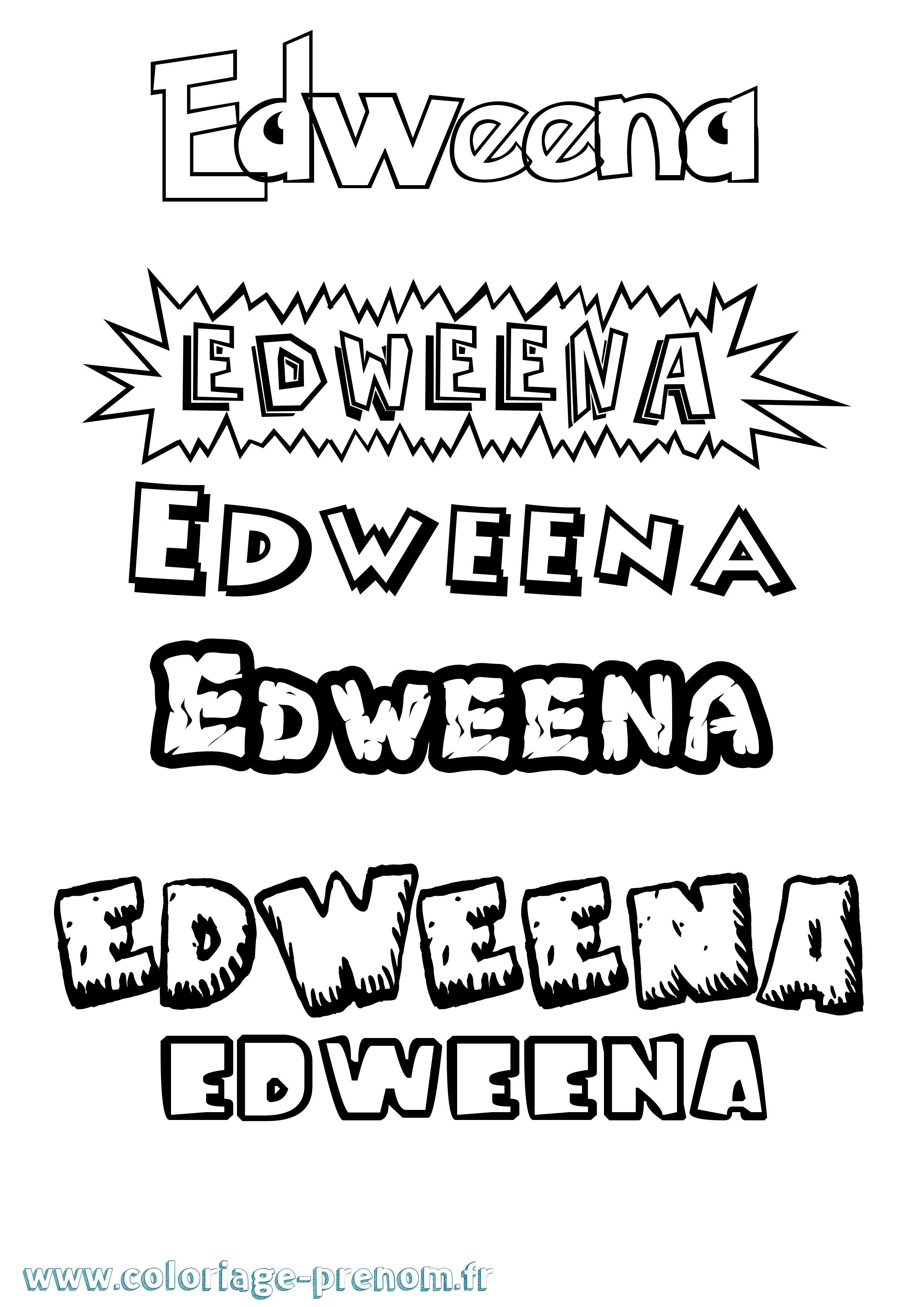 Coloriage Edweena Dessin Animé Coloriage prénom Edweena Dessin Animé