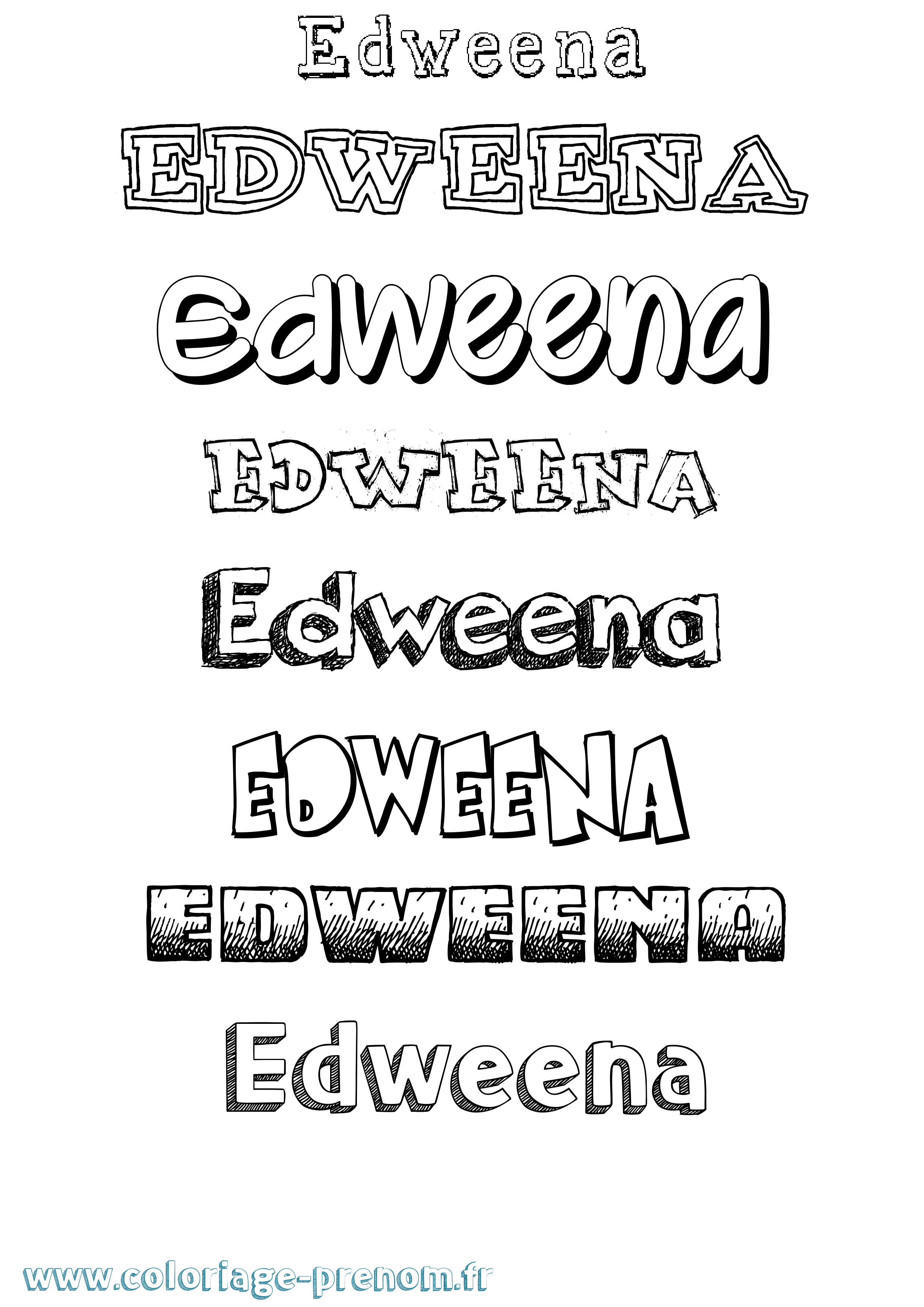 Coloriage Edweena Dessiné Coloriage prénom Edweena Dessiné