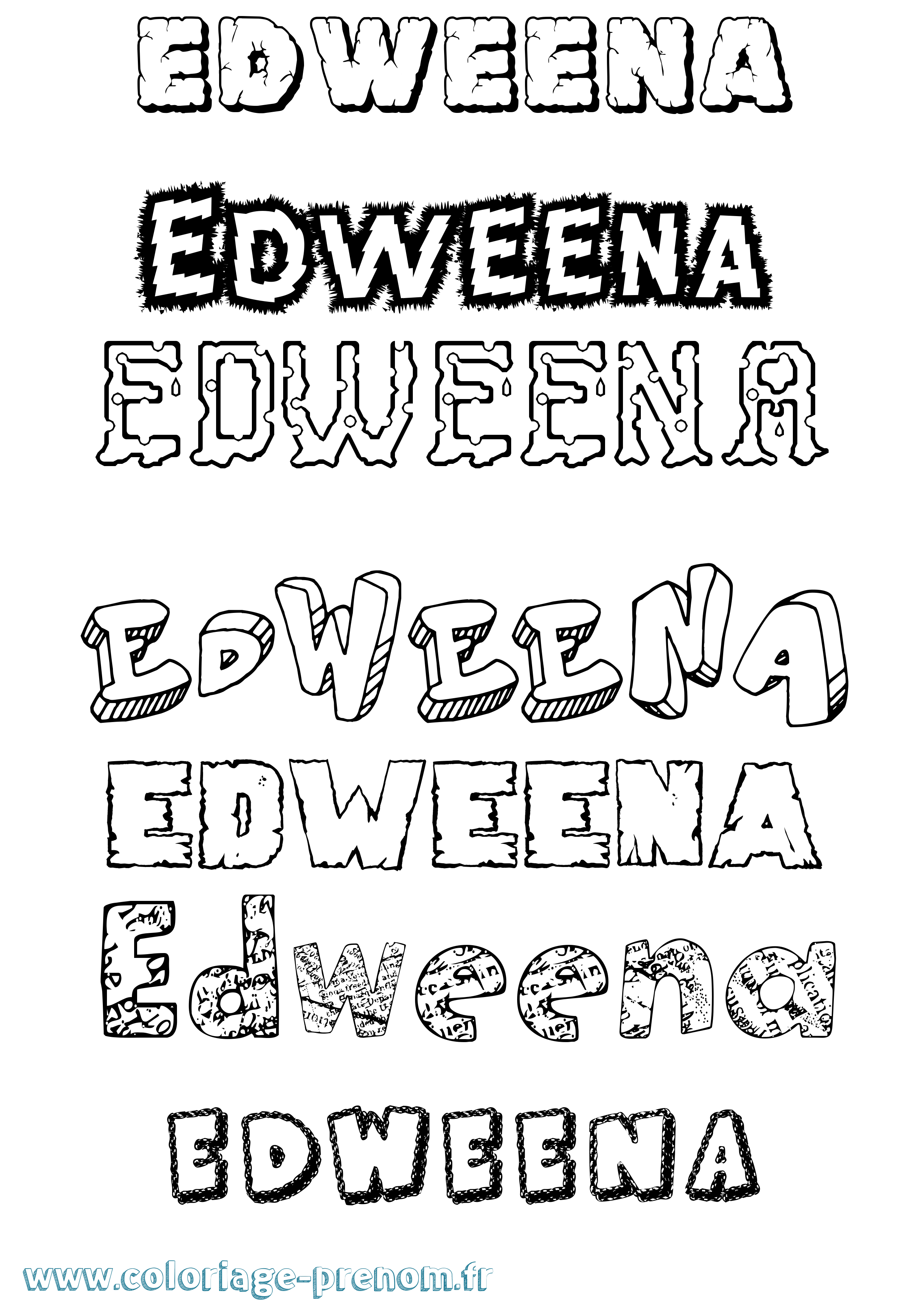Coloriage Edweena Destructuré Coloriage prénom Edweena Destructuré