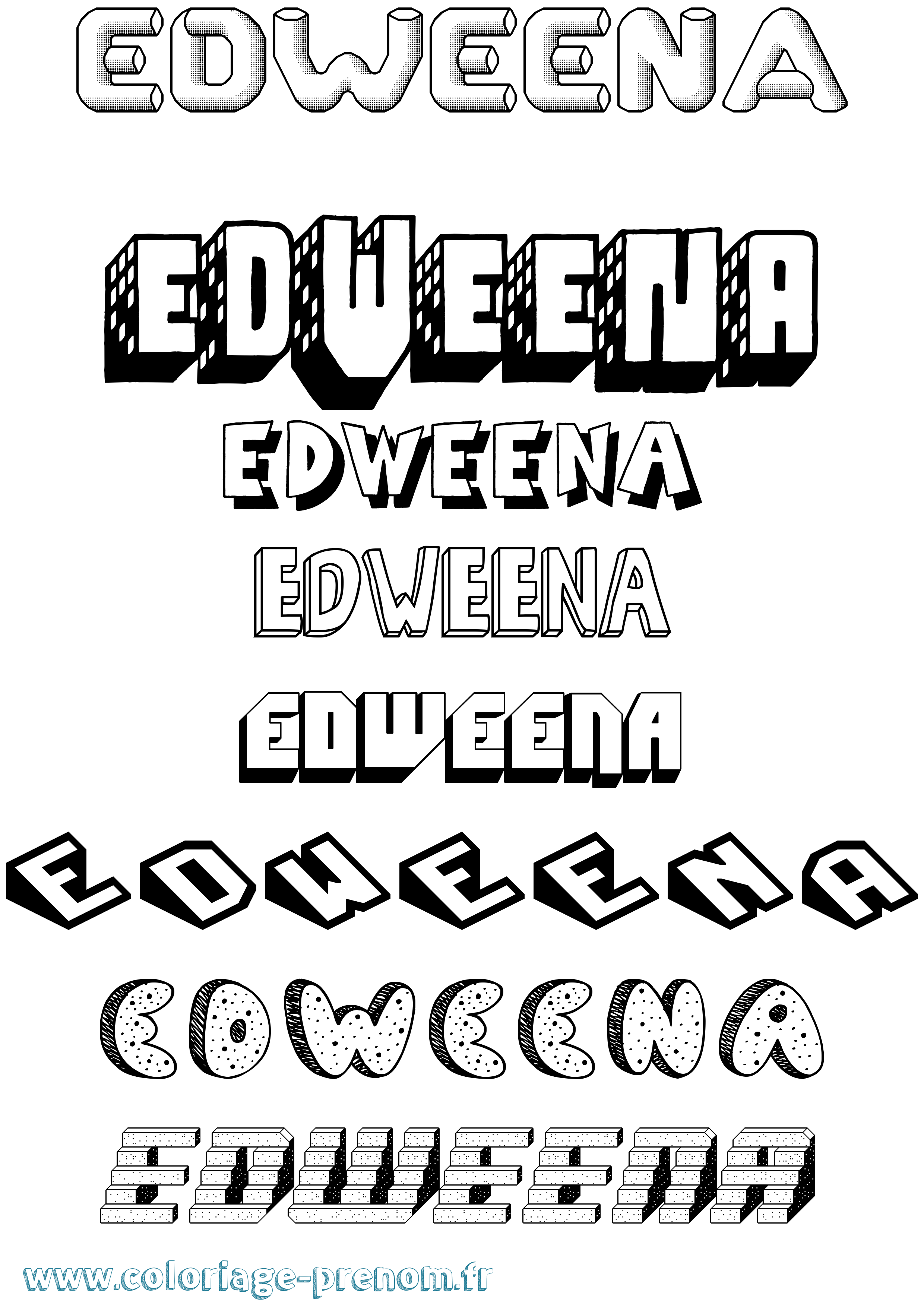 Coloriage prénom Edweena Effet 3D