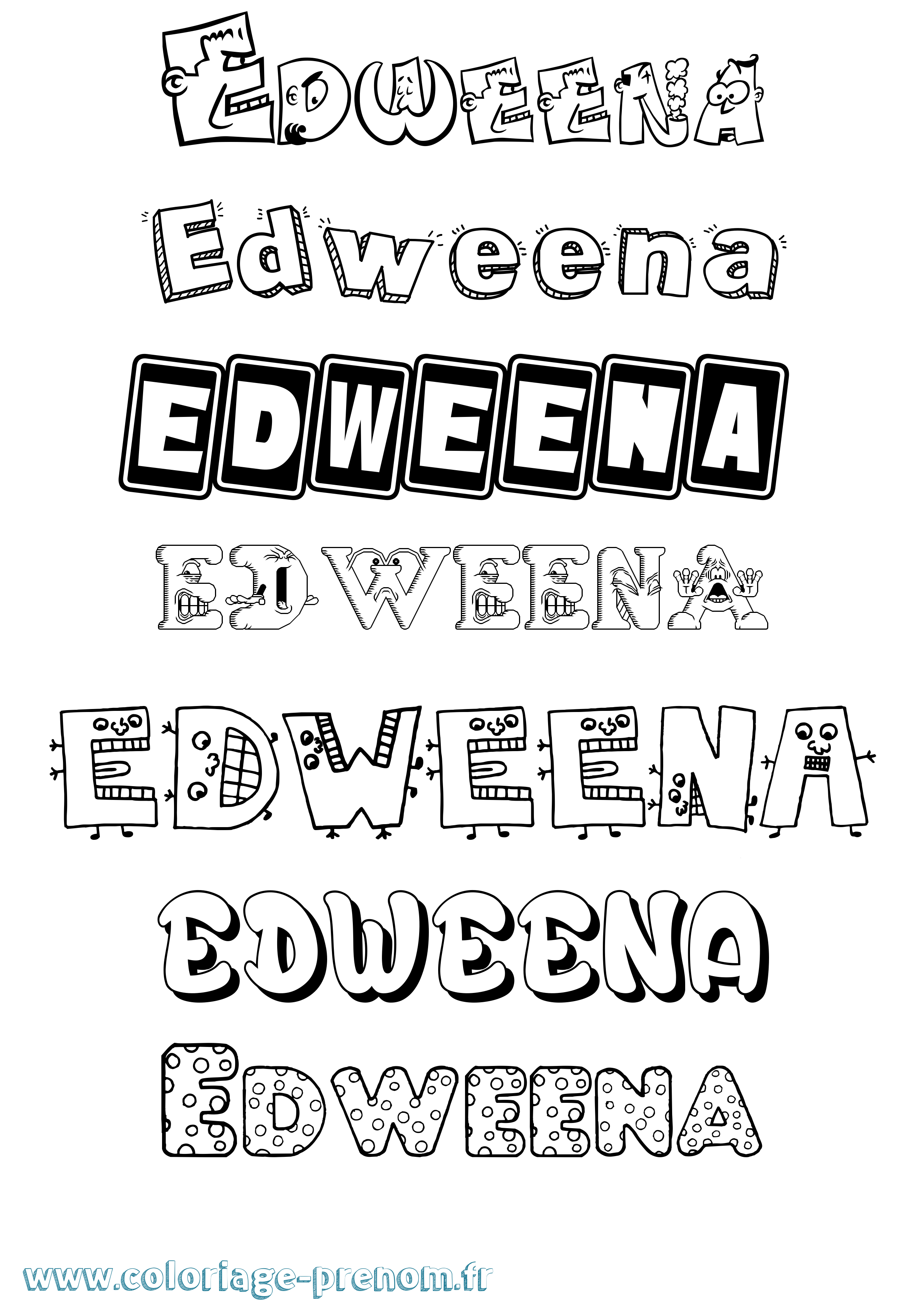Coloriage prénom Edweena Fun