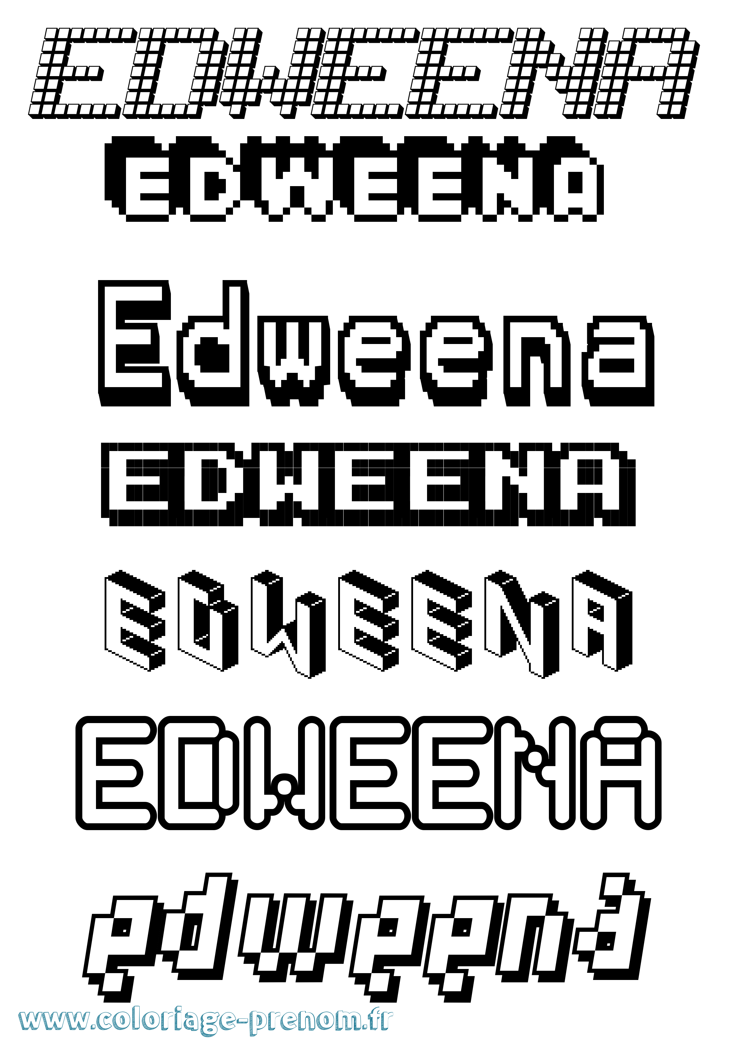 Coloriage prénom Edweena Pixel