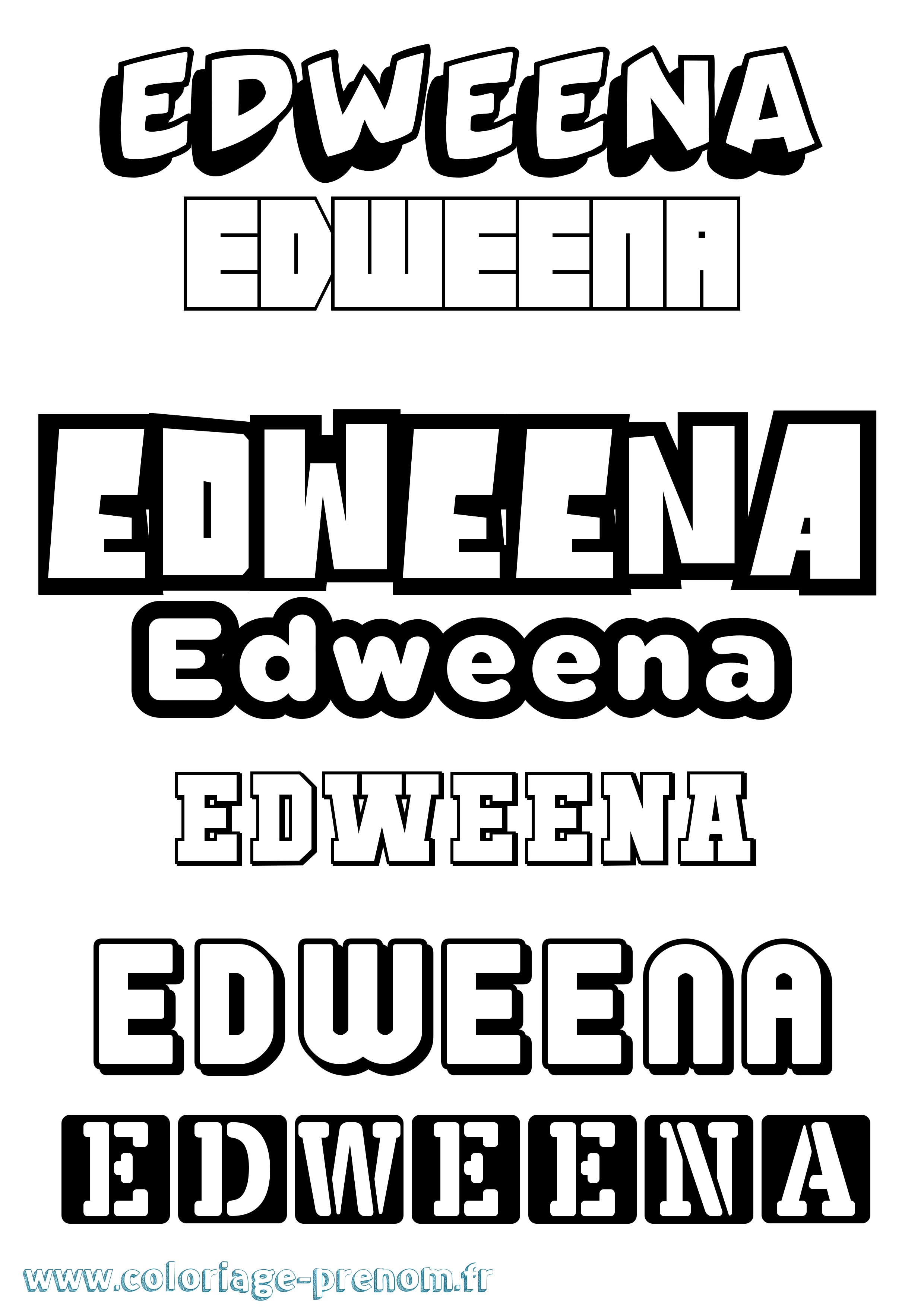 Coloriage prénom Edweena Simple