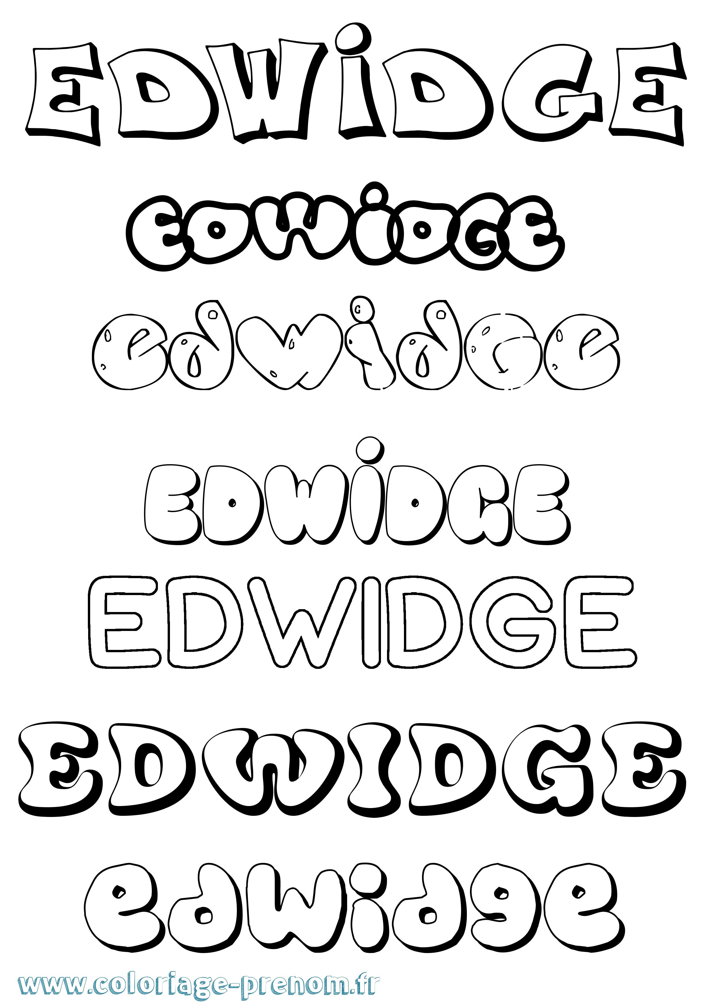 Coloriage prénom Edwidge Bubble